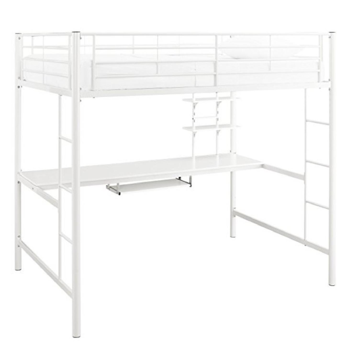 Walker Edison Full Metal Loft Bed w/ Workstation AptDeco
