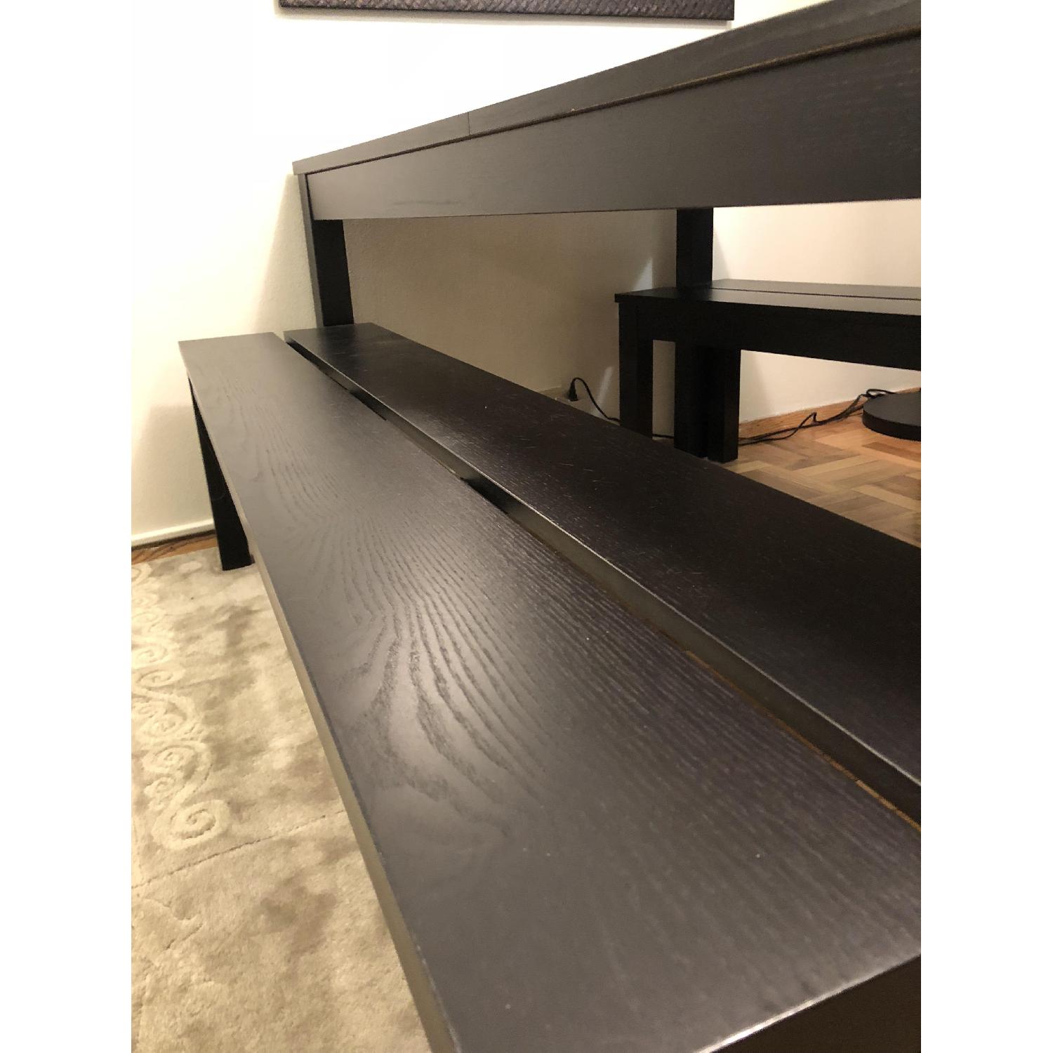 Ikea Bjursta Extendable Table w/ 2 Benches in Brown-Black - AptDeco