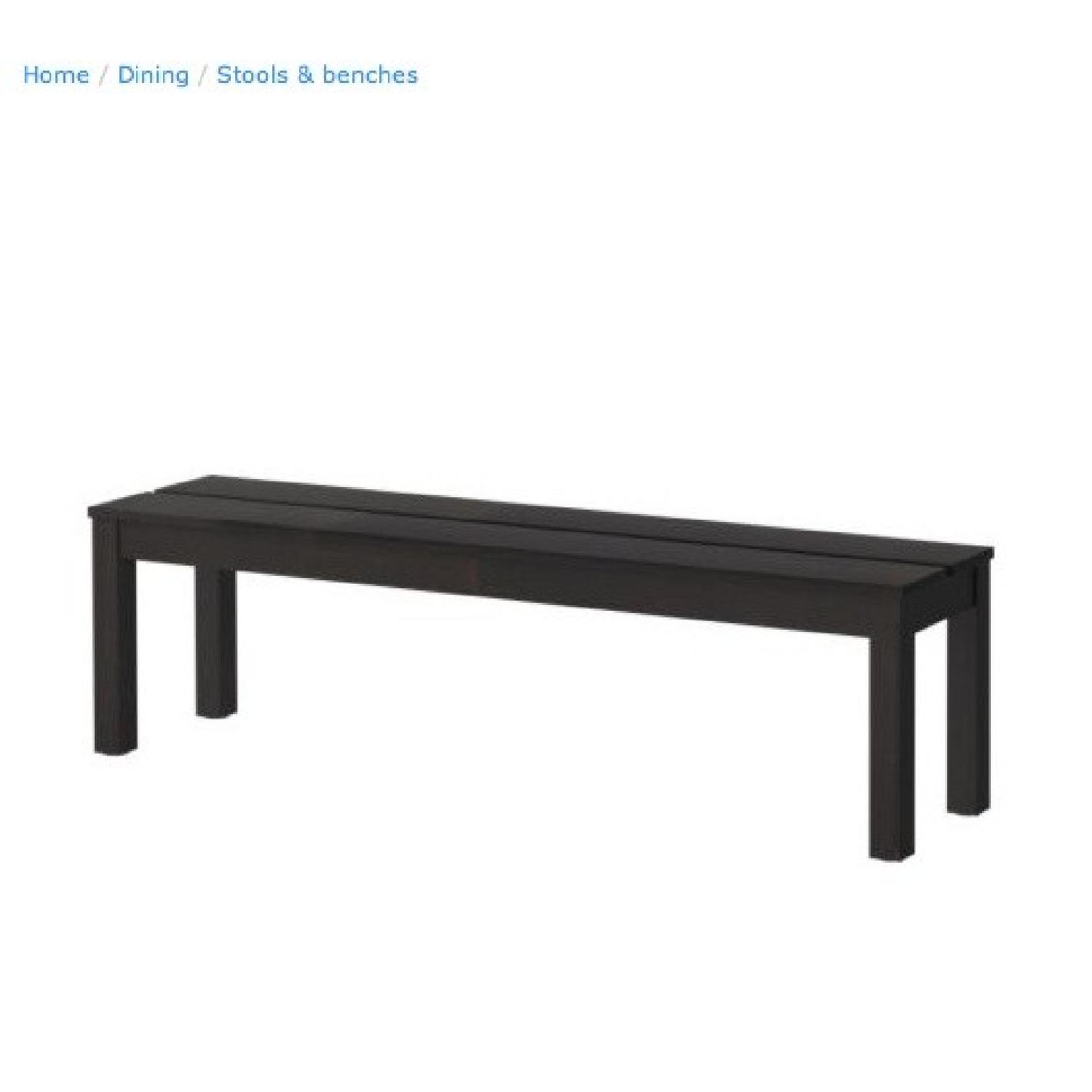 Ikea Bjursta Extendable Table w/ 2 Benches in Brown-Black - AptDeco