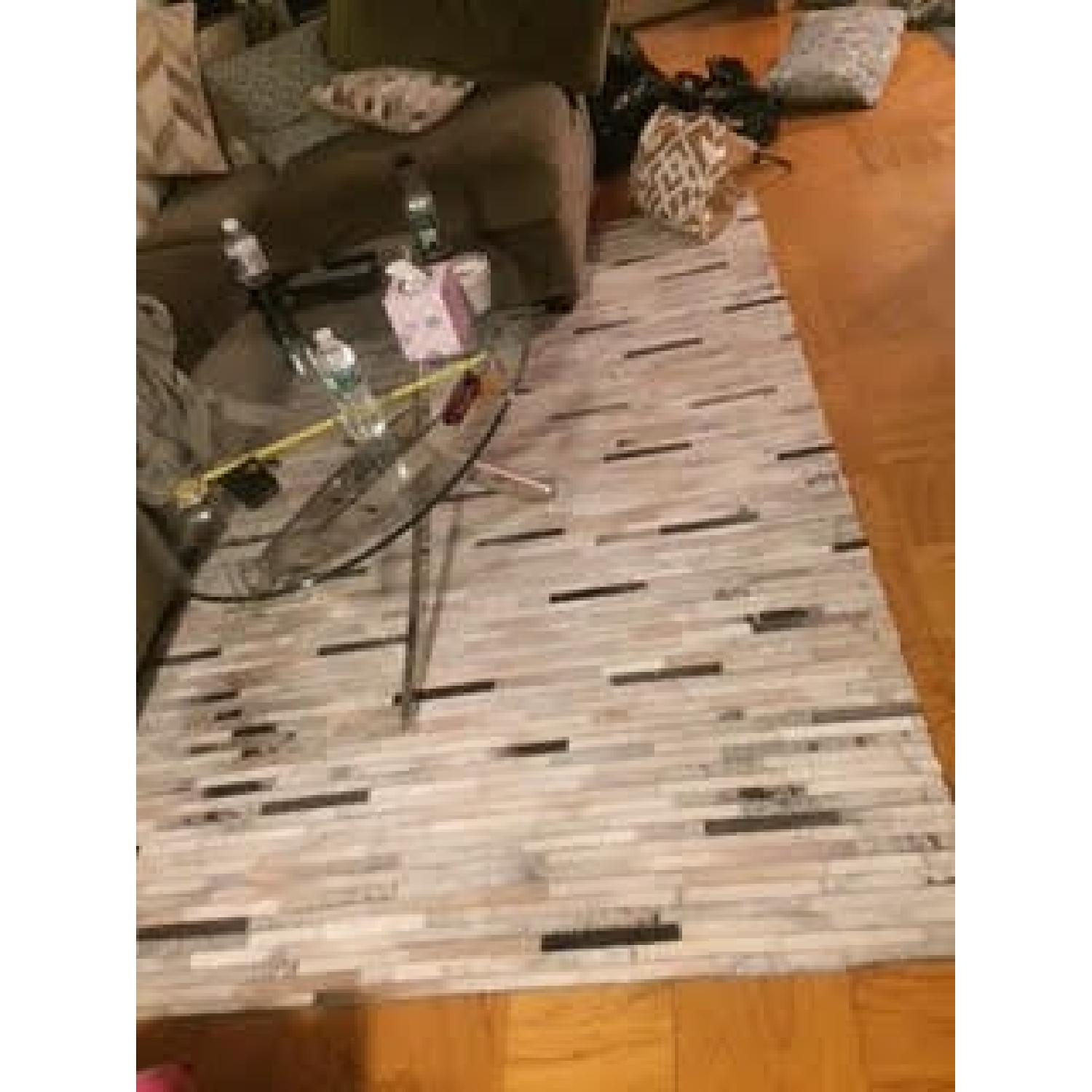 Pier 1 Patchwork Teal Cowhide Rug - image-3