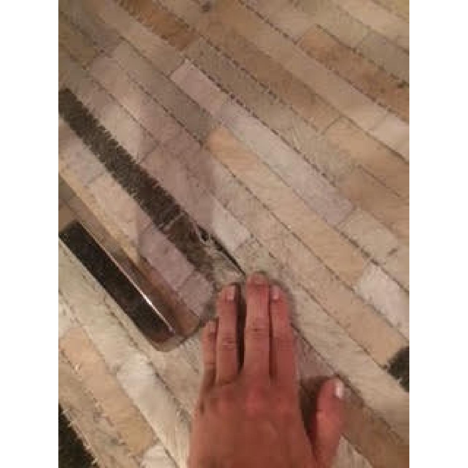 Pier 1 Patchwork Teal Cowhide Rug AptDeco