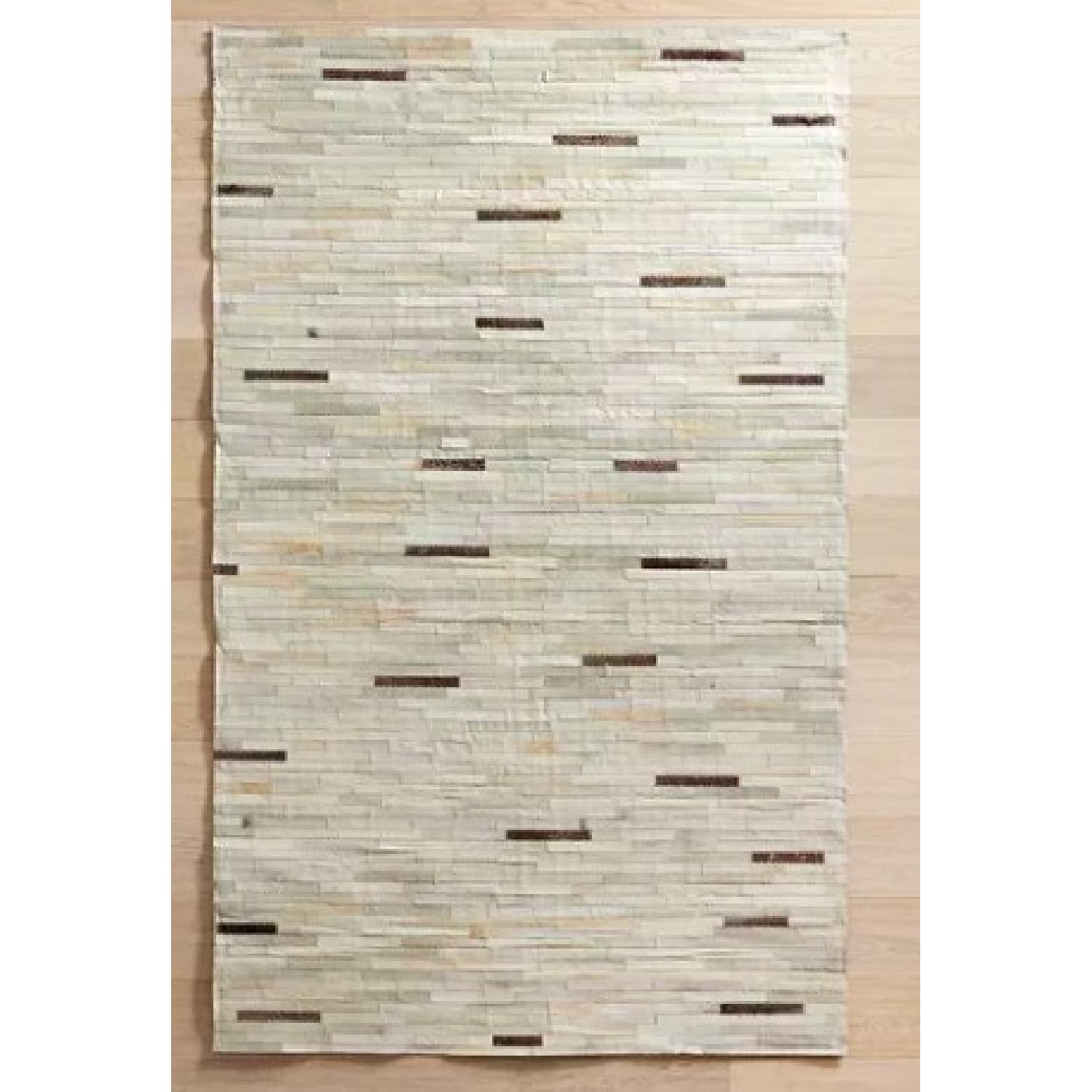 Pier 1 Patchwork Teal Cowhide Rug AptDeco