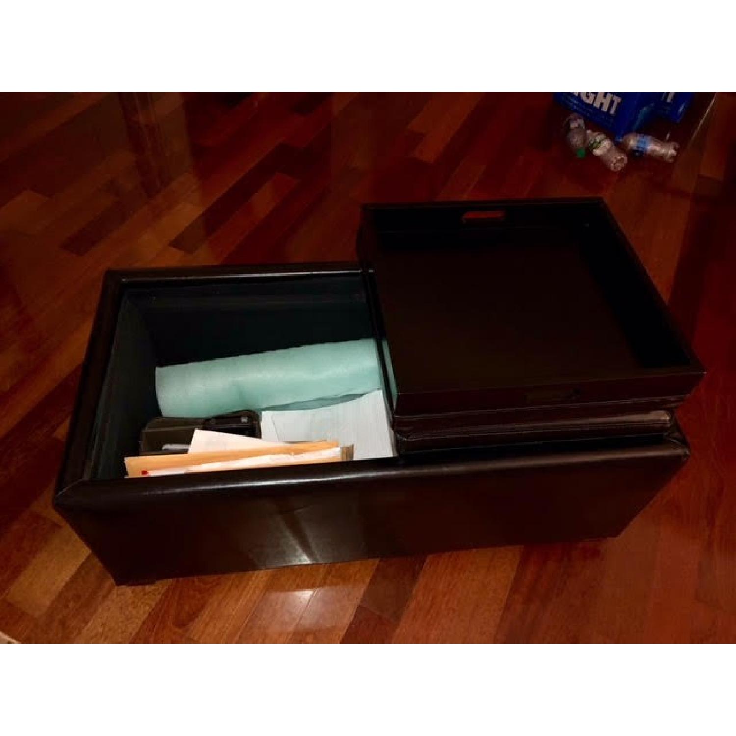 Black Leather Full/Queen Sleeper Sofa & Ottoman - image-4