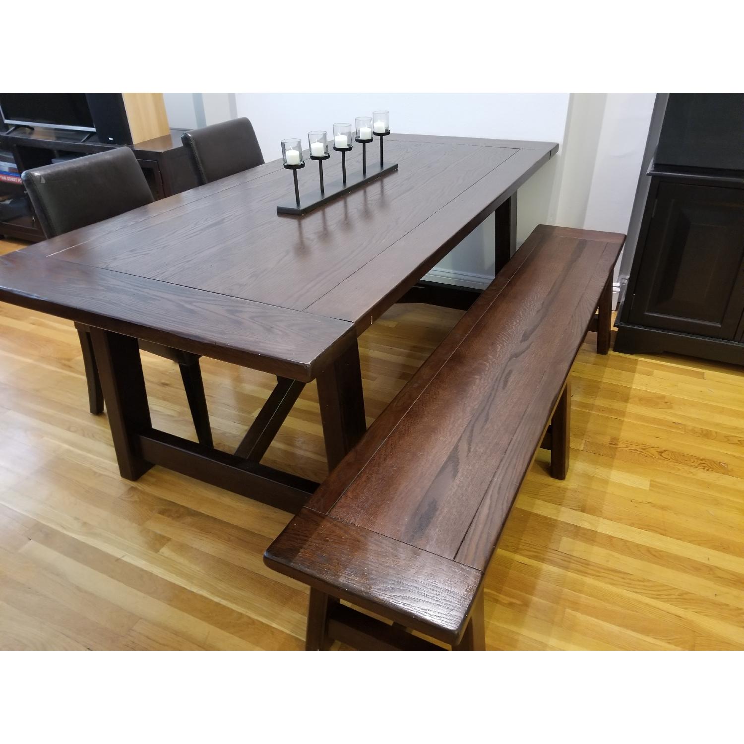 Pottery Barn Lucas Mahogany X Dining Room Table w/ Bench - image-5