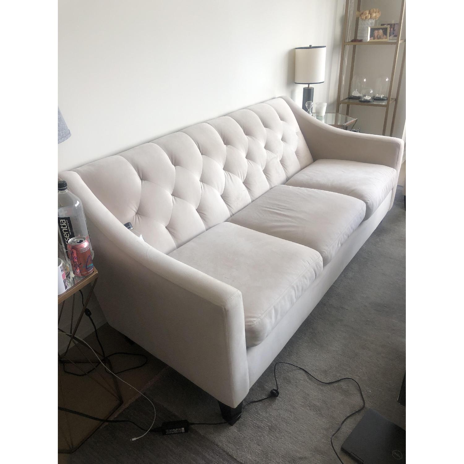 Macys Chloe Cream Velvet Sofa AptDeco