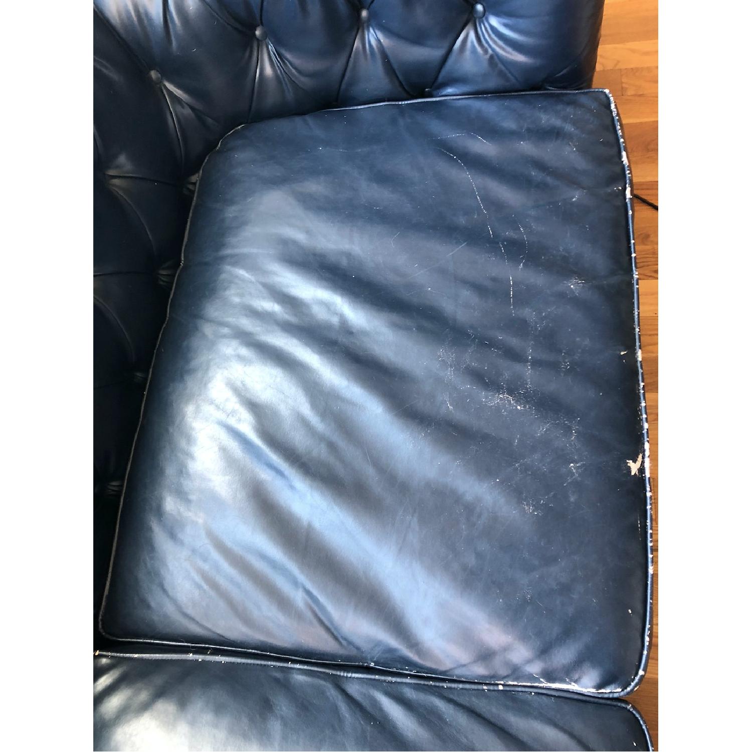 Brooklyn City Furniture Worn Blue Leather Chesterfield Sofa - image-1