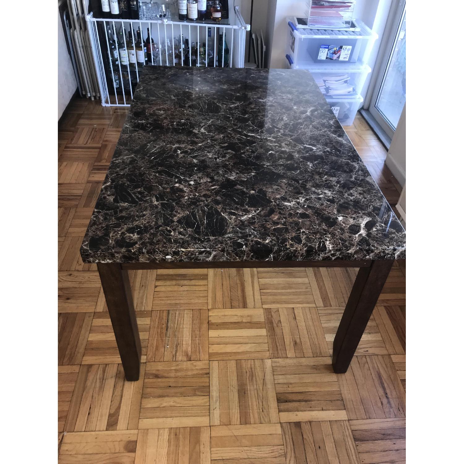 Ashley Brown Faux Marble Top Dining Table - image-3