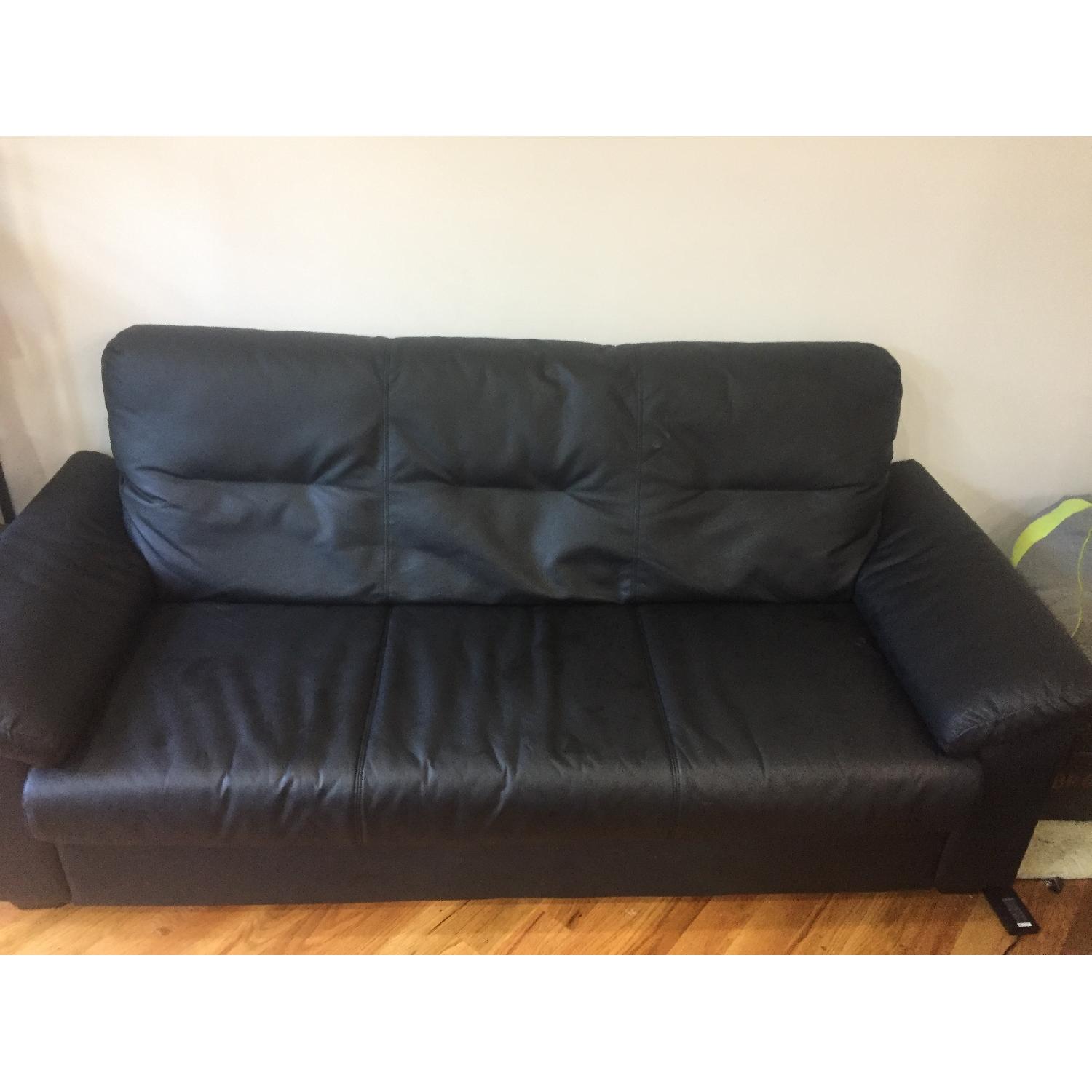Ikea Knislinge Faux Black Leather Sofa AptDeco