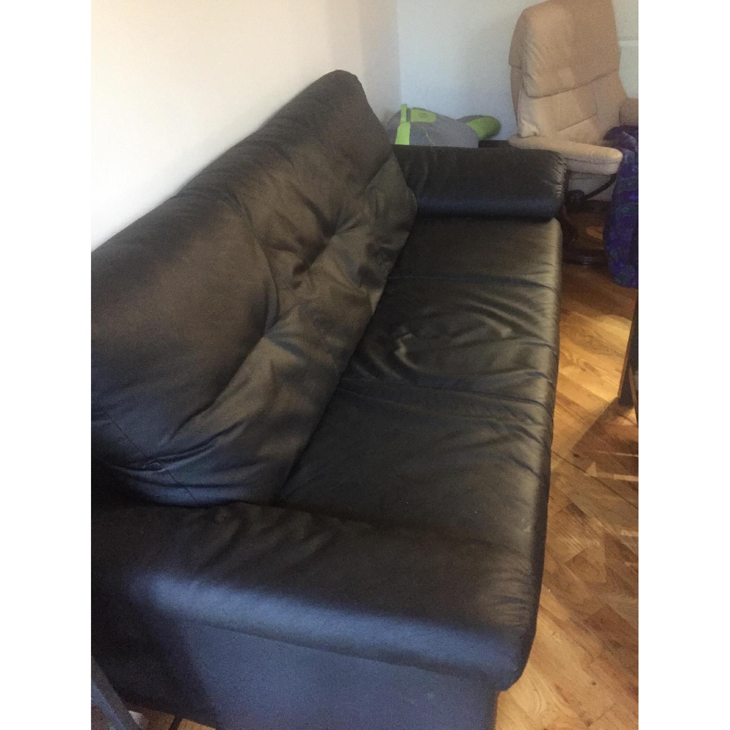 Ikea Knislinge Faux Black Leather Sofa AptDeco