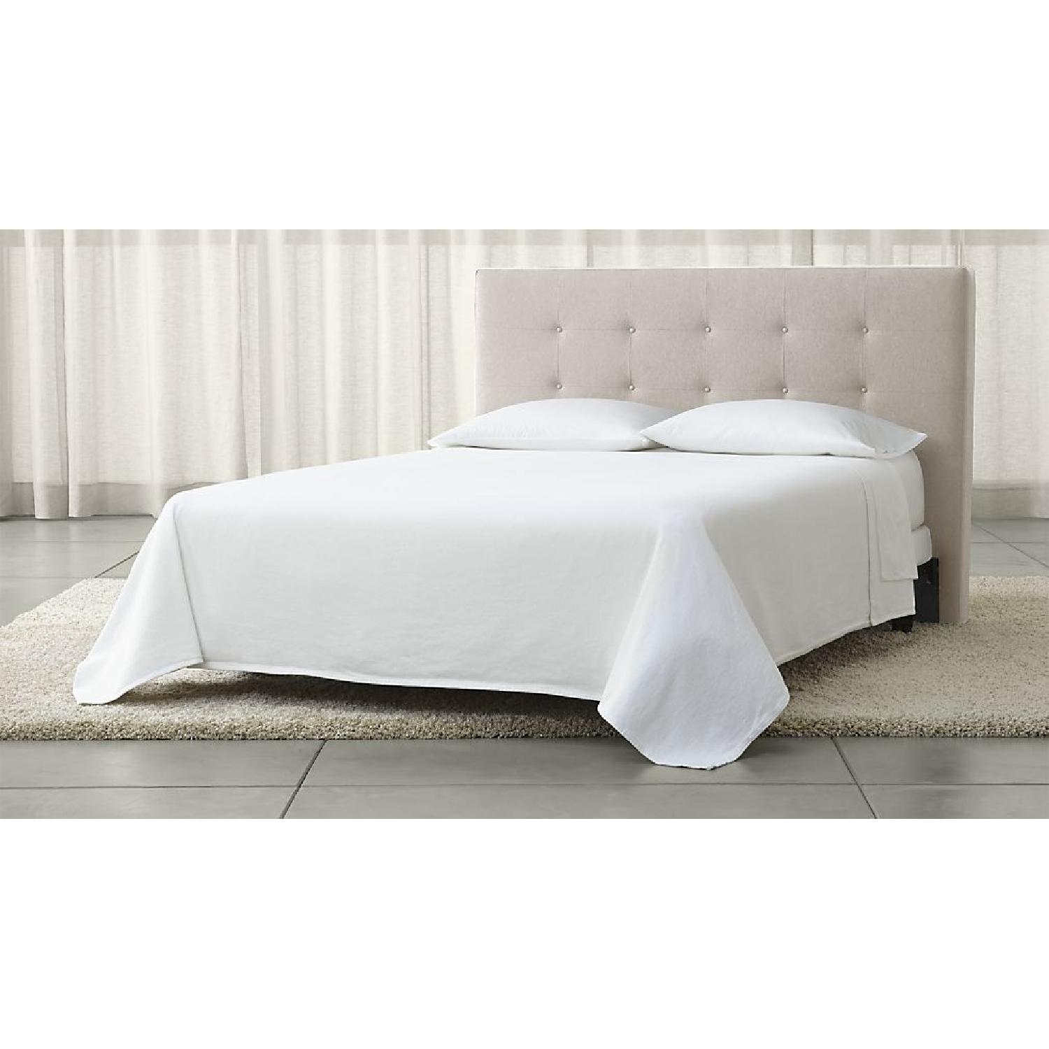 Crate & Barrel Tate Ivory Upholstered Bed w/ Headboard - image-1