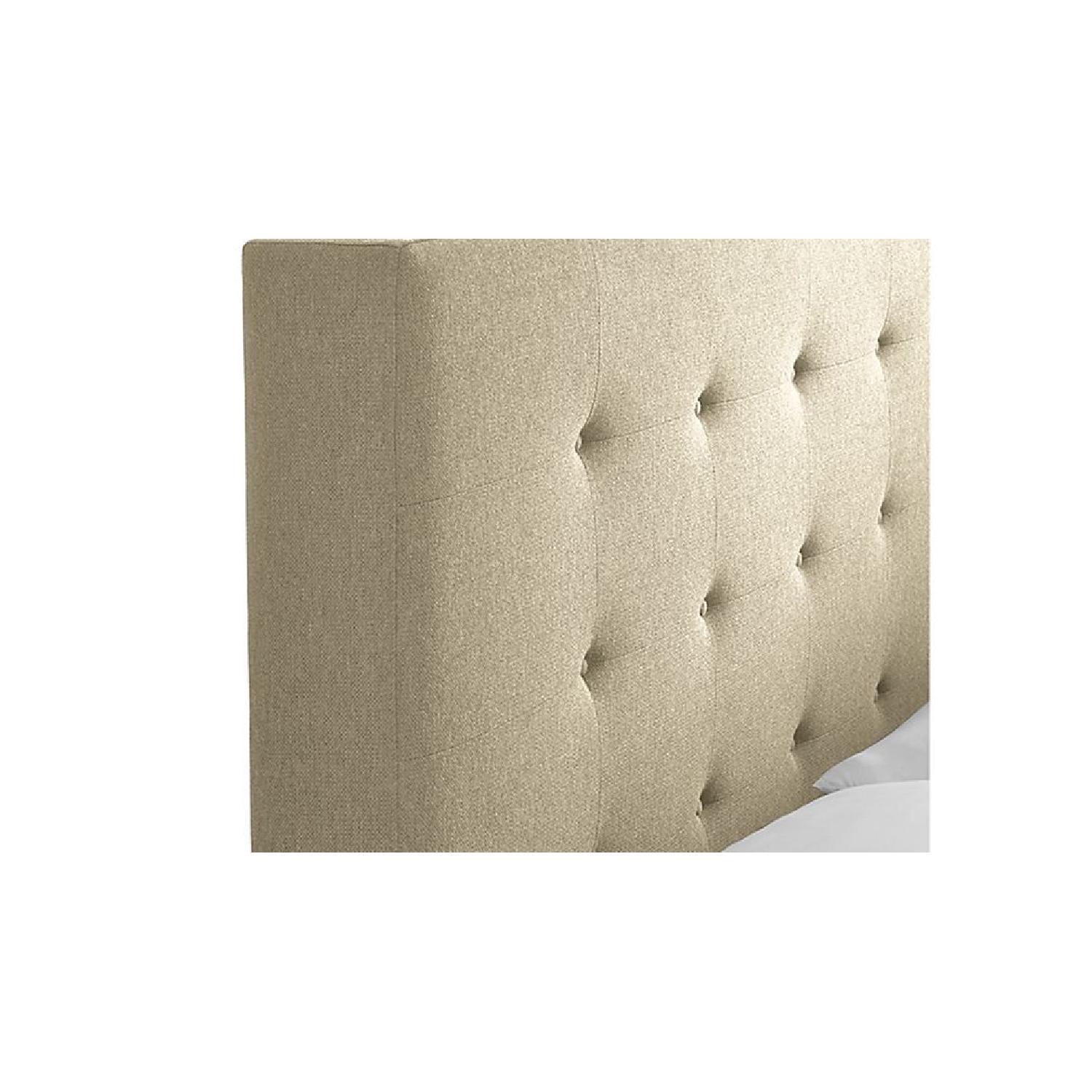 Crate & Barrel Tate Ivory Upholstered Bed w/ Headboard - image-4