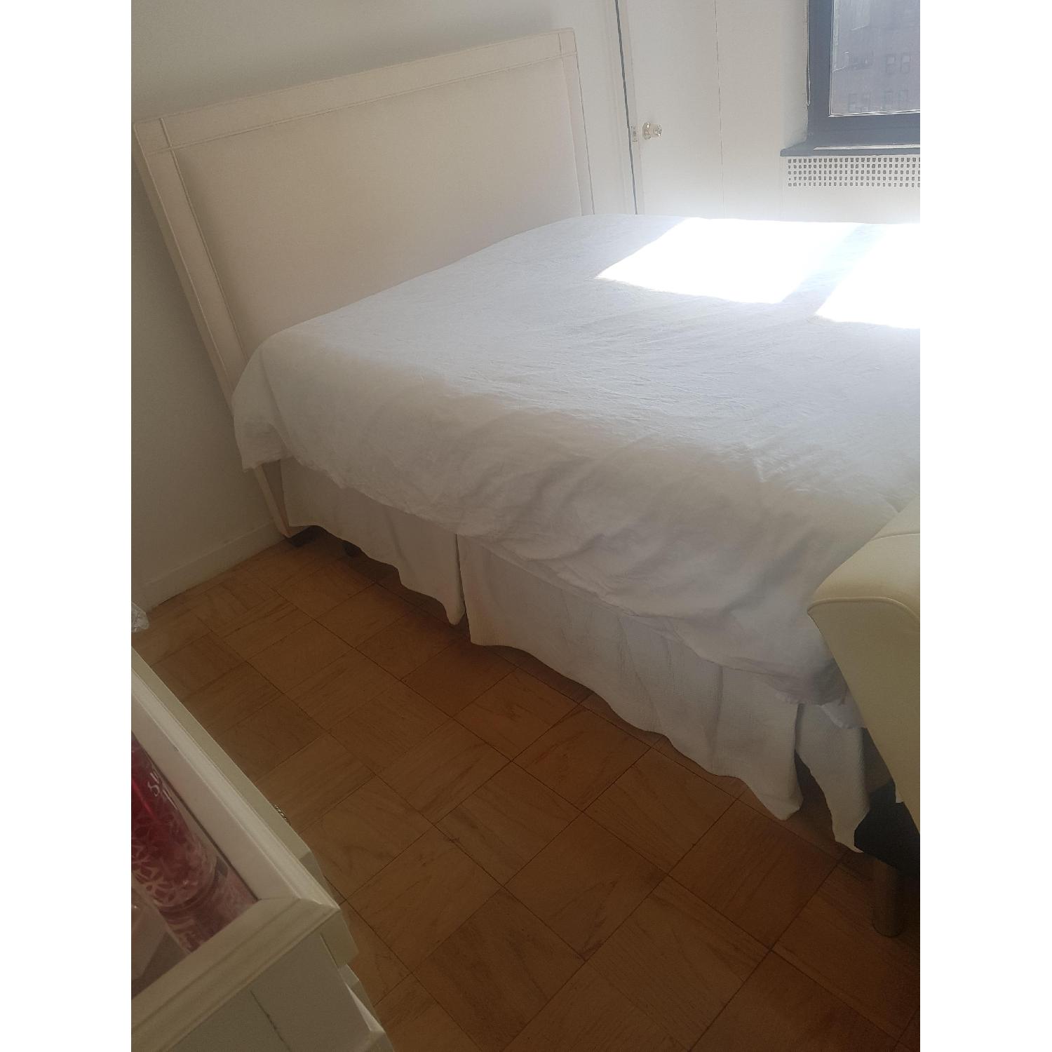 Crate & Barrel Tate Ivory Upholstered Bed w/ Headboard - image-6