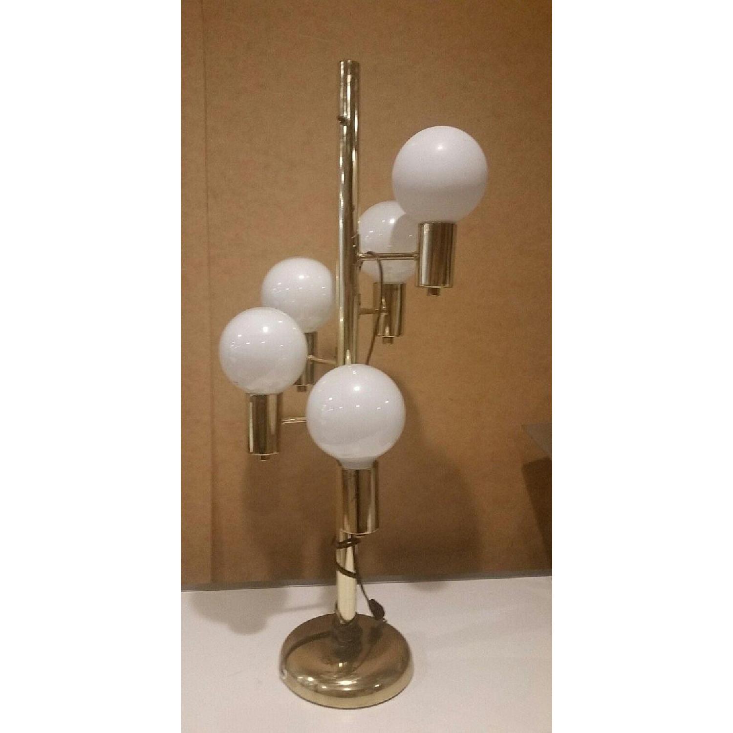 Mid Century Table Lamp Brass Tone w/ 5 Globe Lights - image-1