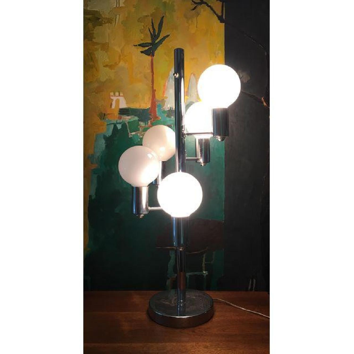 Mid Century Table Lamp Brass Tone w/ 5 Globe Lights - image-3