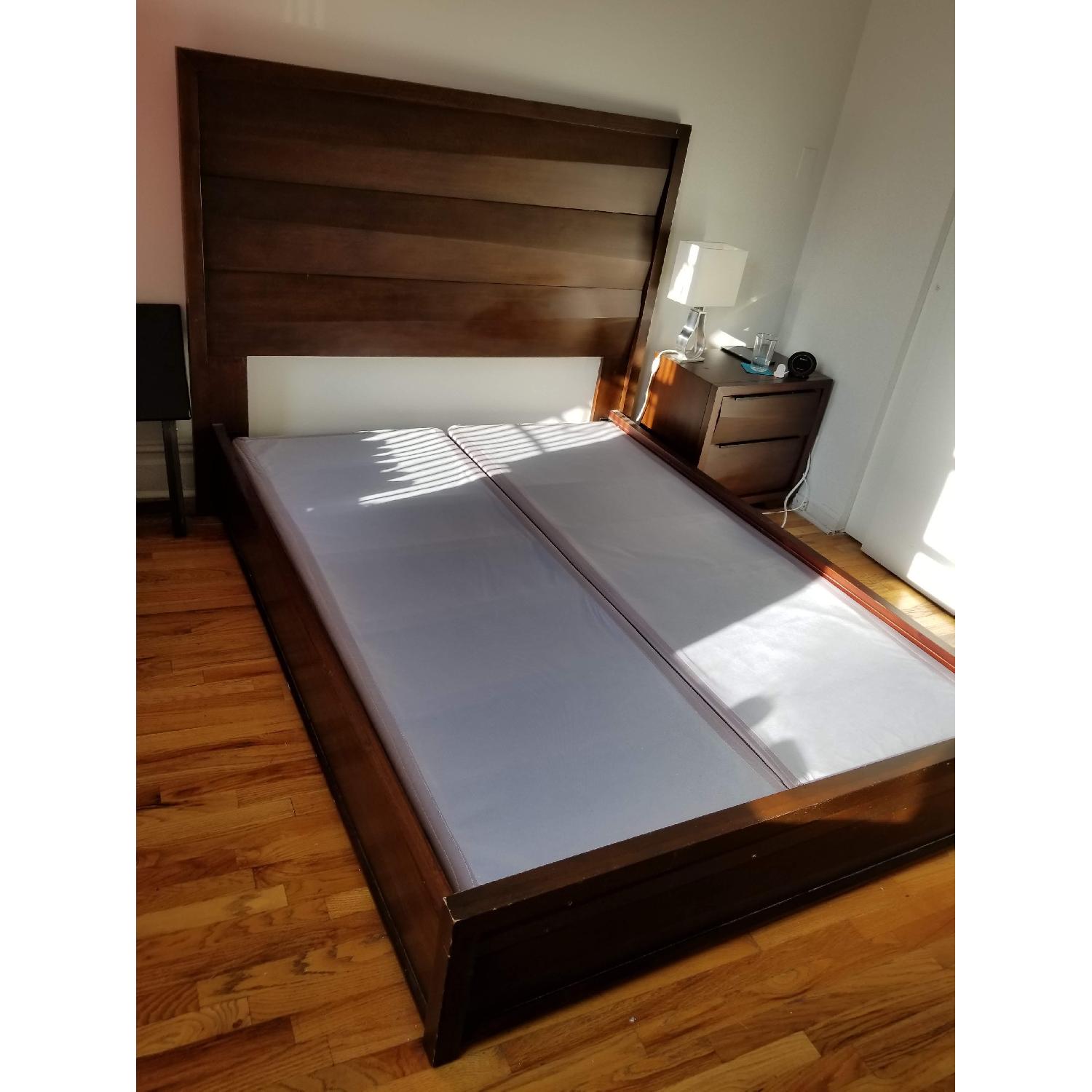 Macy's Queen Size Solid Wood Bed Frame w/ Headboard - image-0