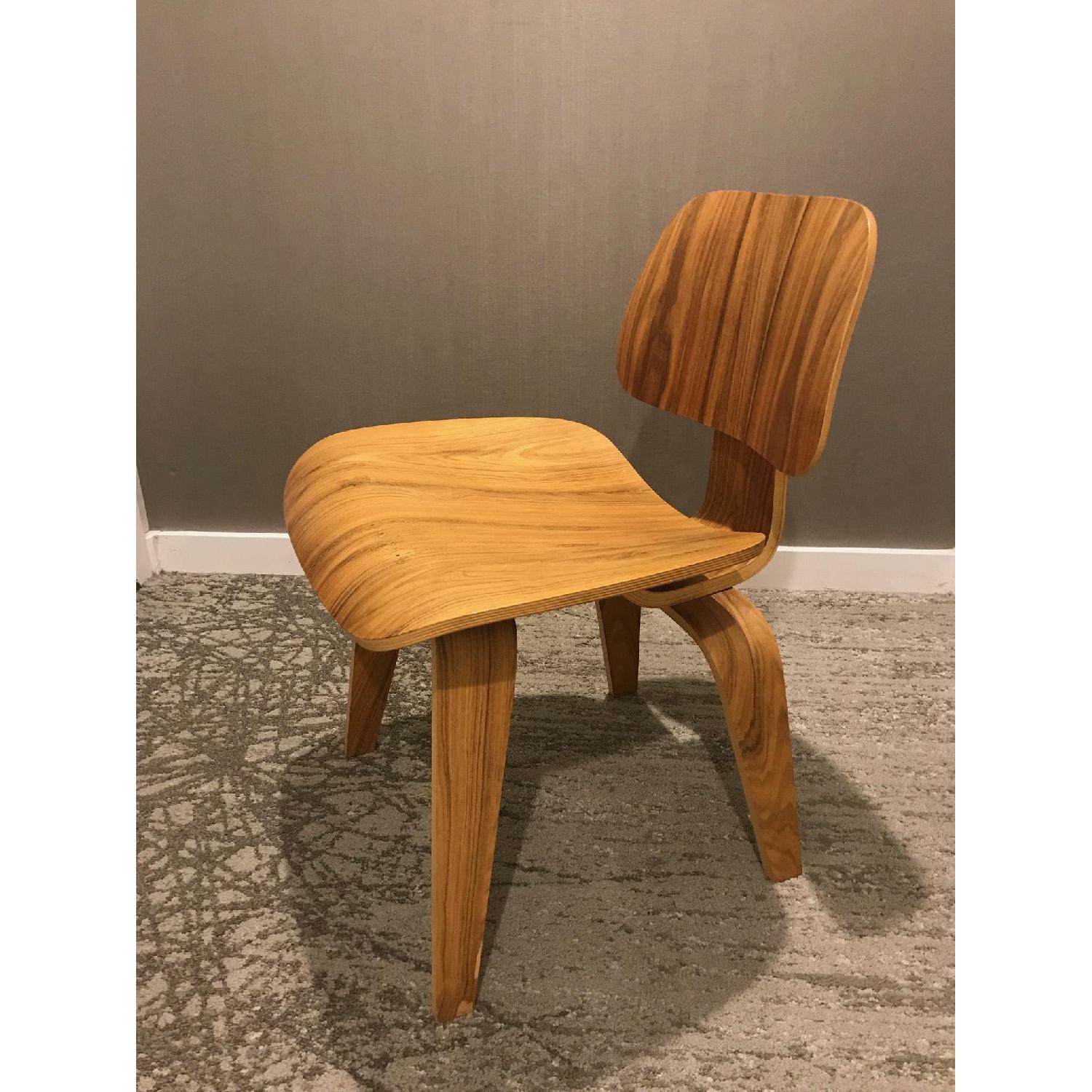 White on White Eames Plywood Replica Dining Chairs in Walnut - image-4