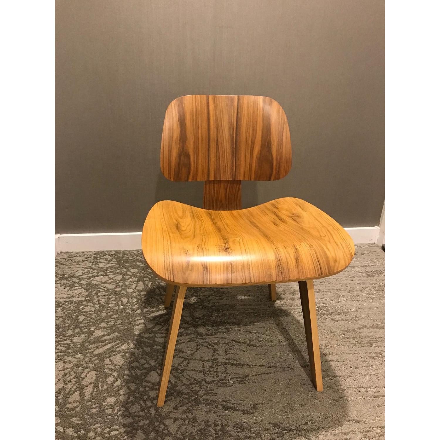 White on White Eames Plywood Replica Dining Chairs in Walnut - image-5