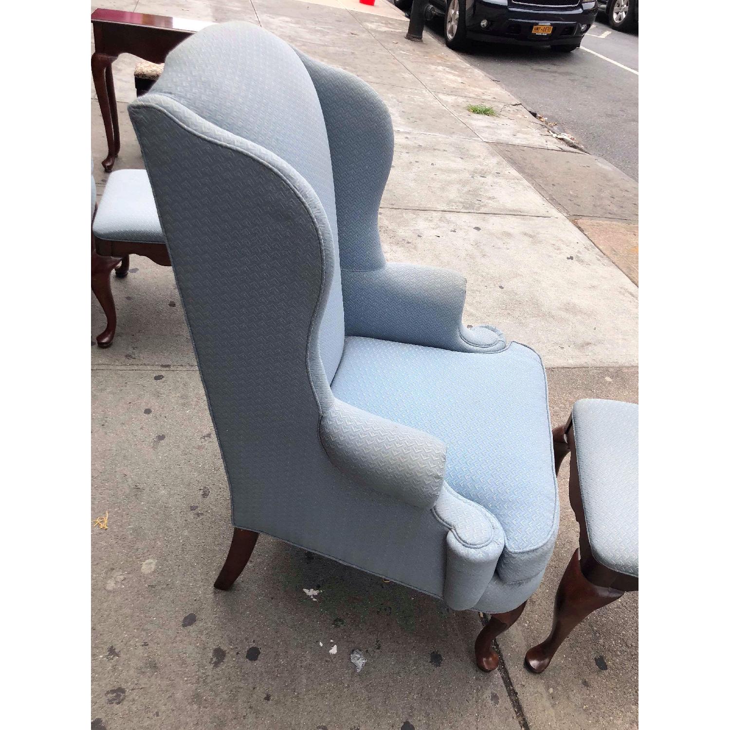 Vintage Thomasville Queen Anne Wing Armchair w/ Ottoman - image-5