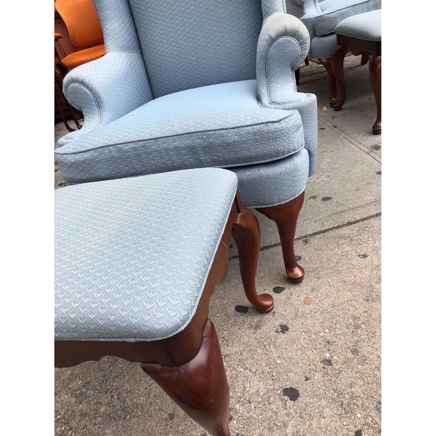 Vintage Thomasville Queen Anne Wing Armchair w/ Ottoman - image-12