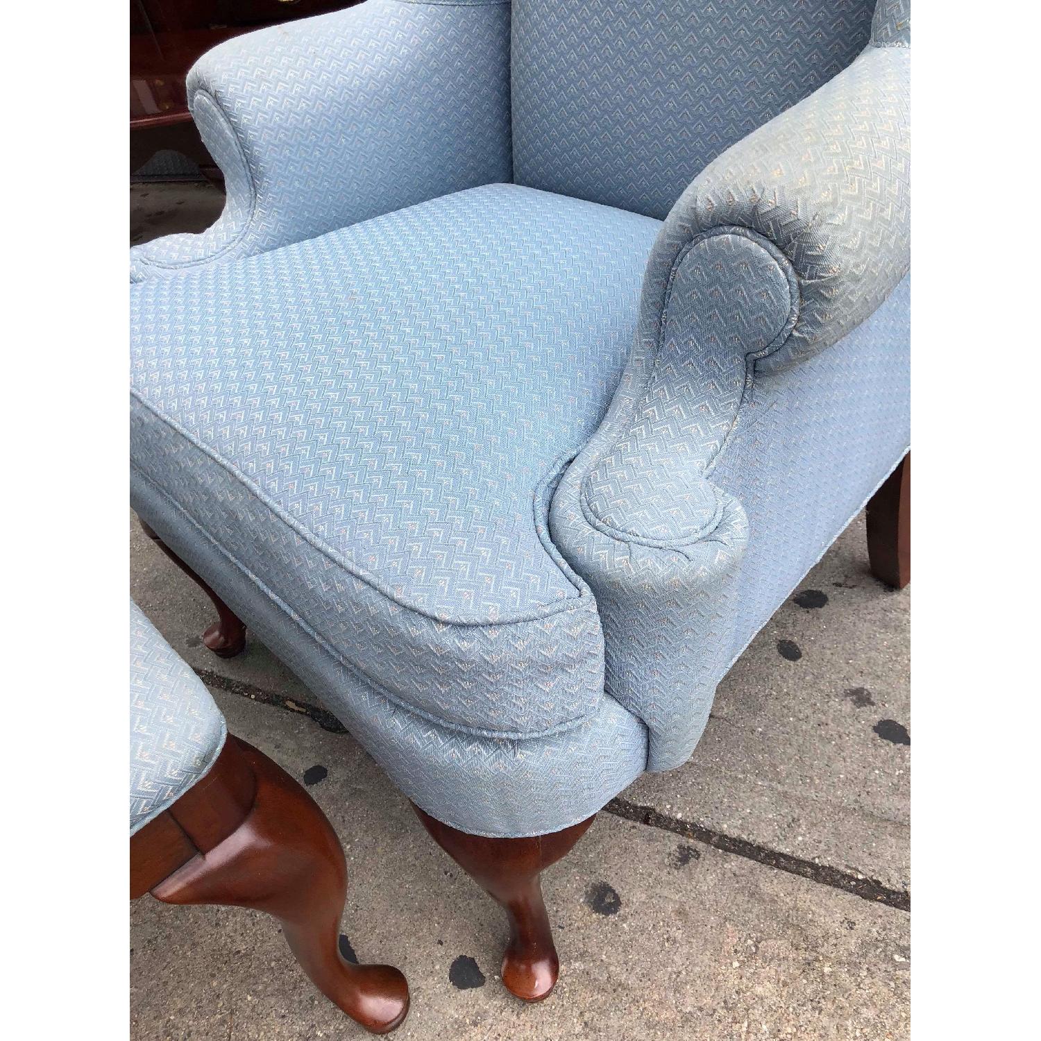 Vintage Thomasville Queen Anne Wing Armchair w/ Ottoman - image-14