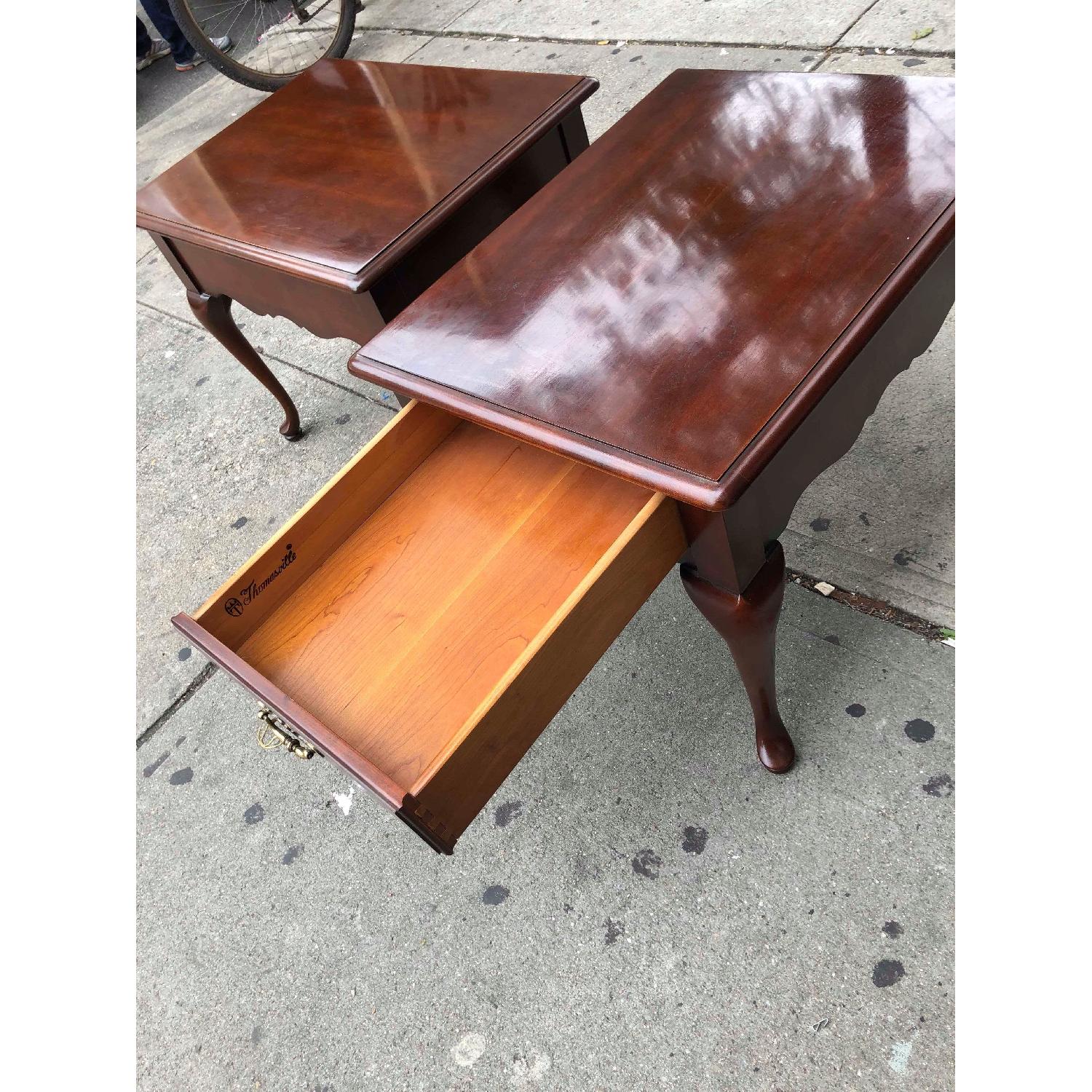 Vintage Thomasville Queen Anne Cherry 1 Drawer End Tables - image-12