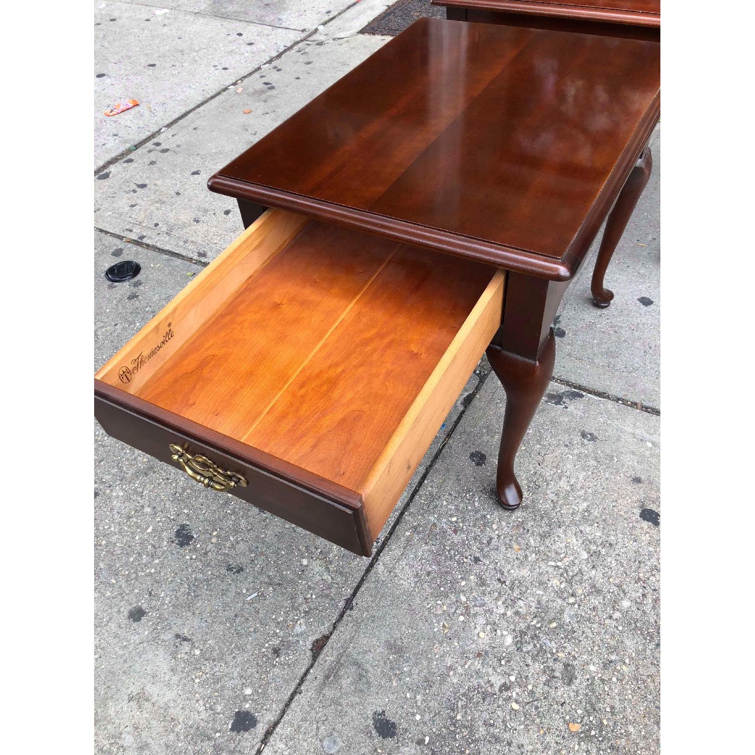 Vintage Thomasville Queen Anne Cherry 1 Drawer End Tables - image-15