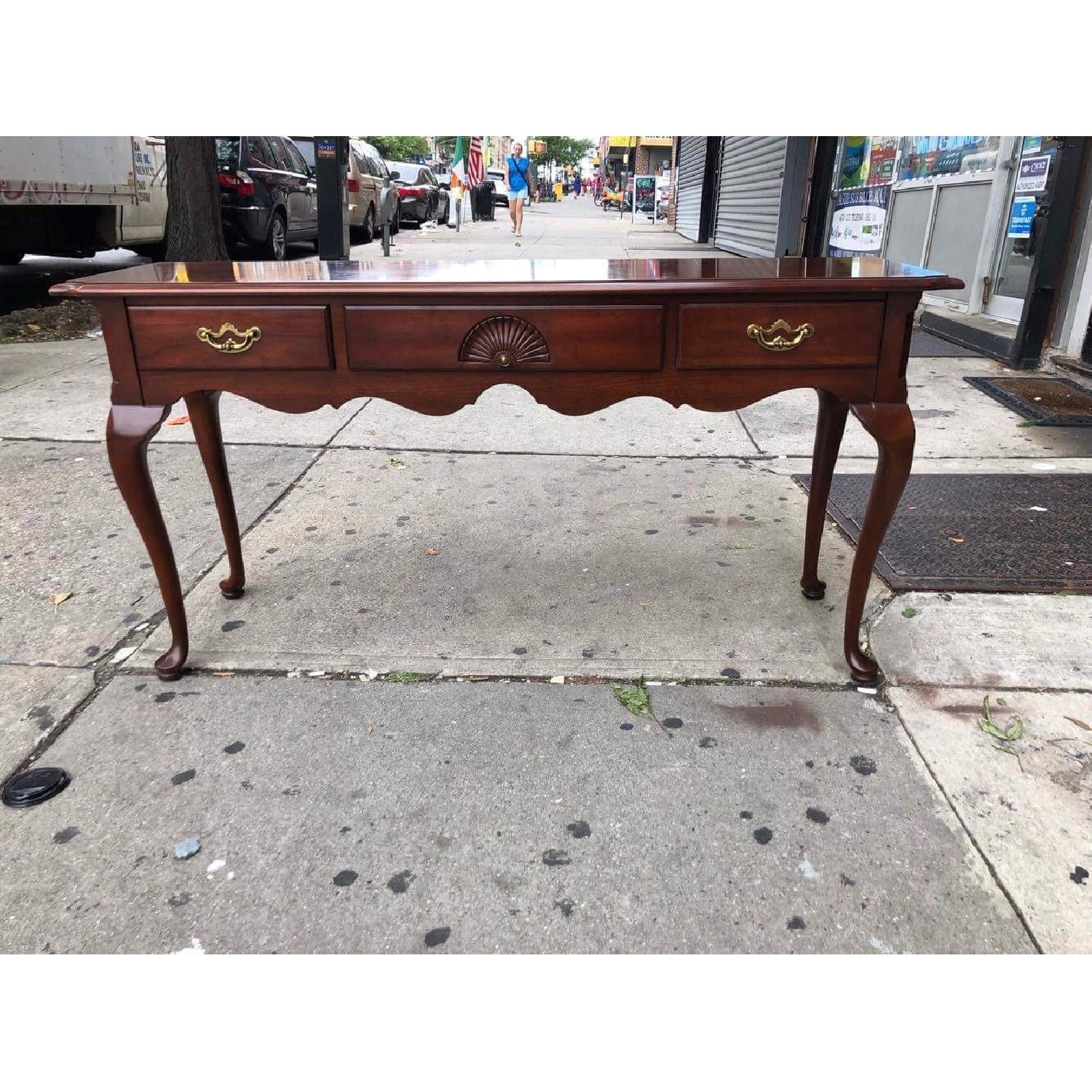 Thomasville Vintage Cherry Queen Anne 3 Drawer Console Table - image-2