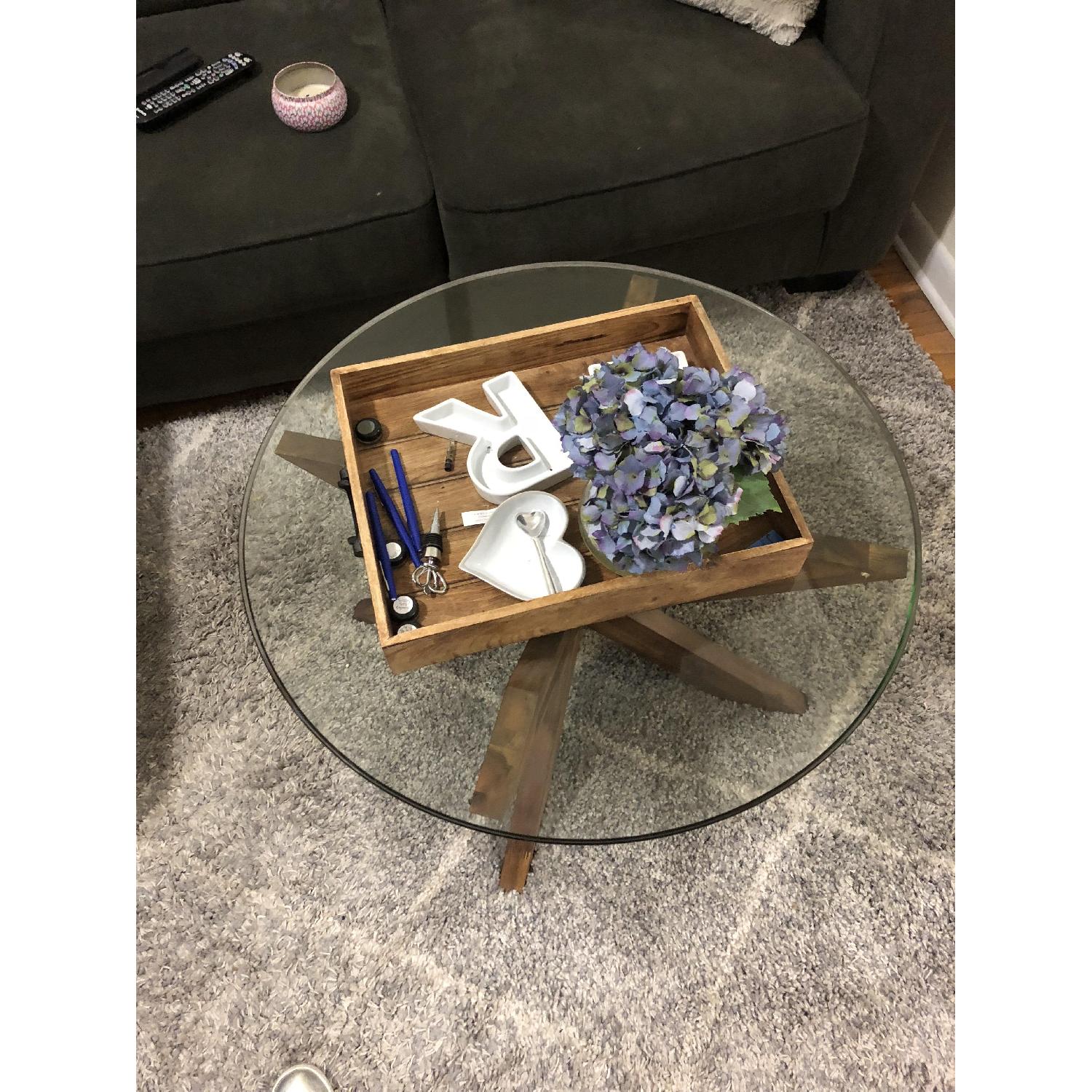 Pier 1 Simon Java X Coffee Table Base w/ Glass Top AptDeco
