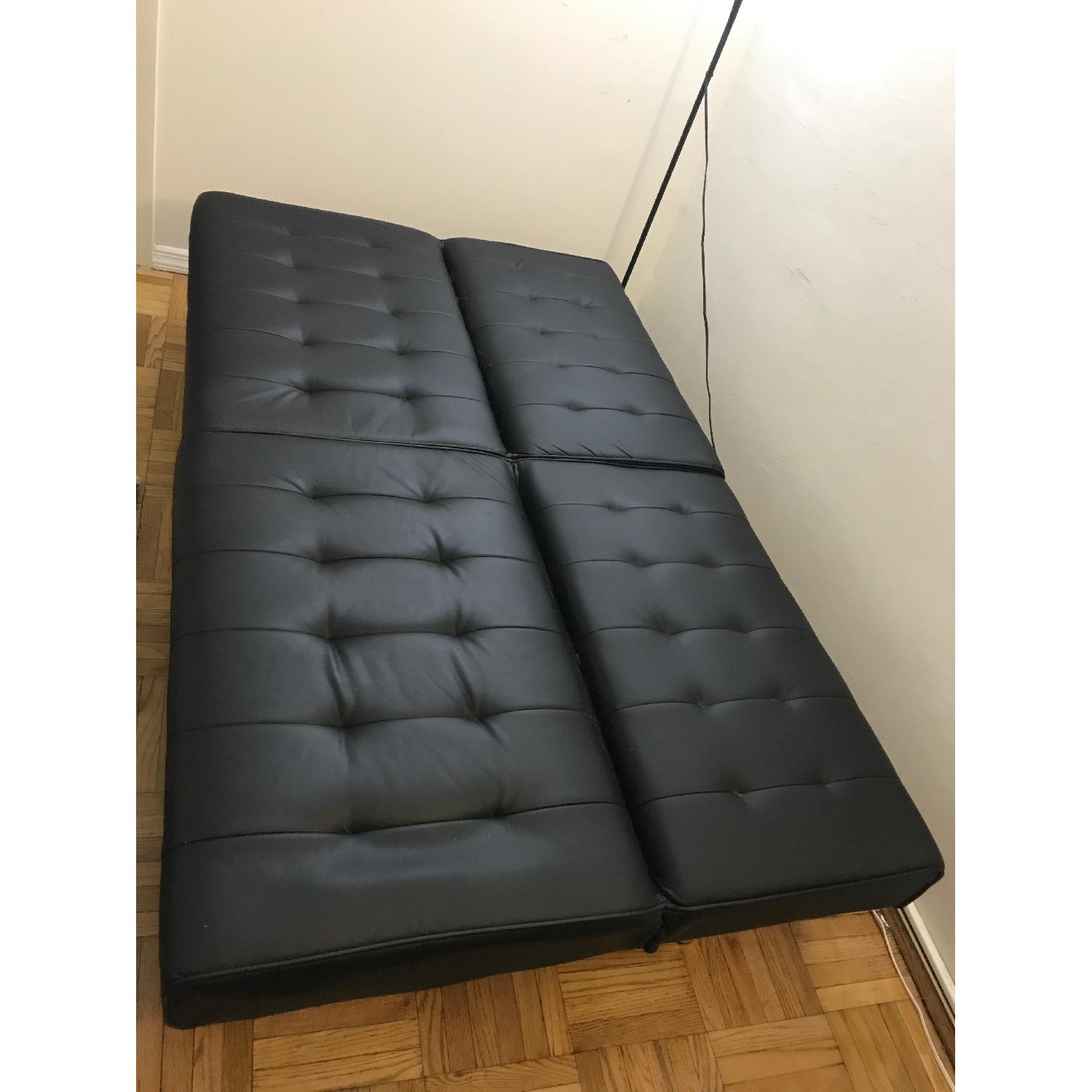 DHP Emily Black Faux Leather Convertible Futon - image-3