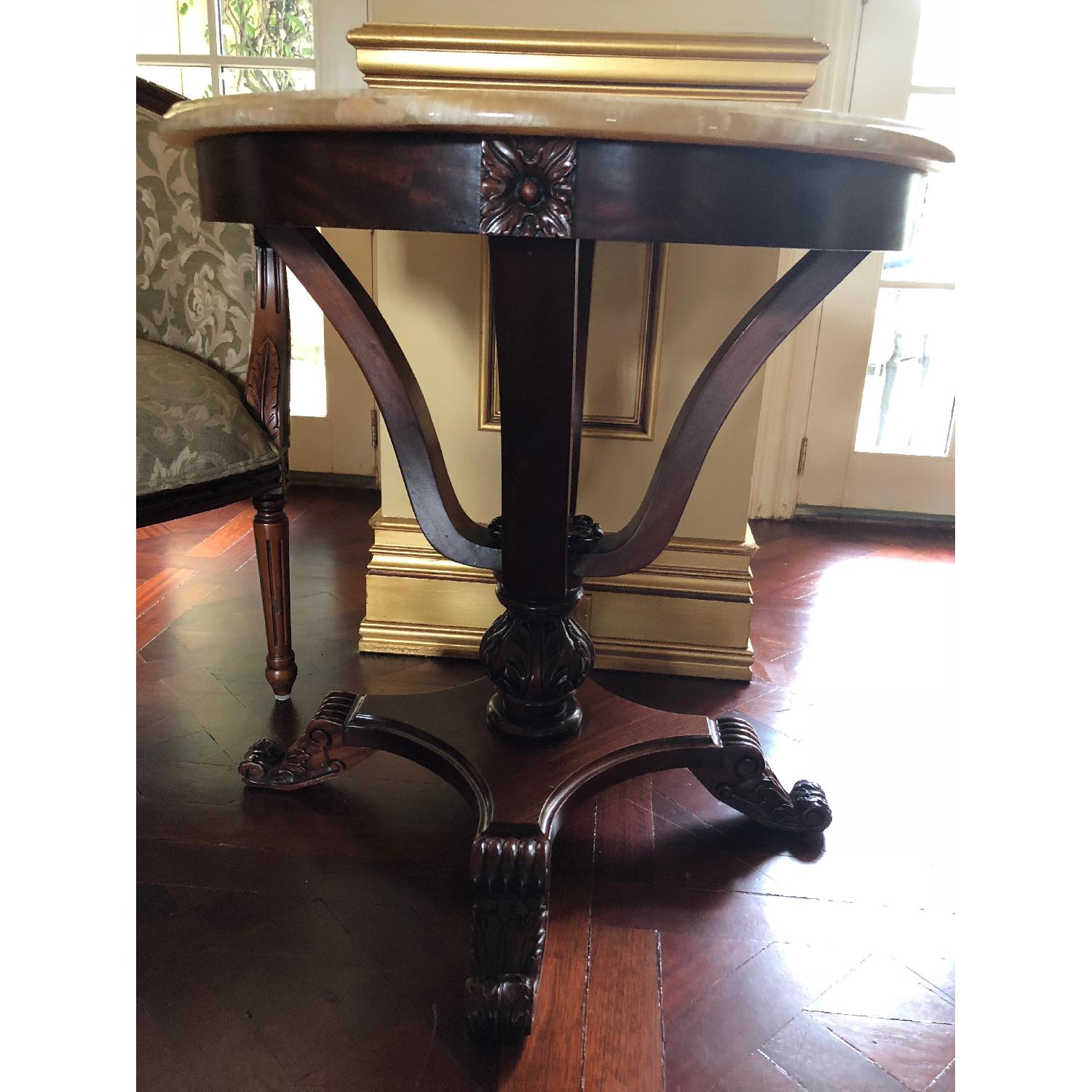 Onyx & Solid Mahogany Round Side Table - image-3