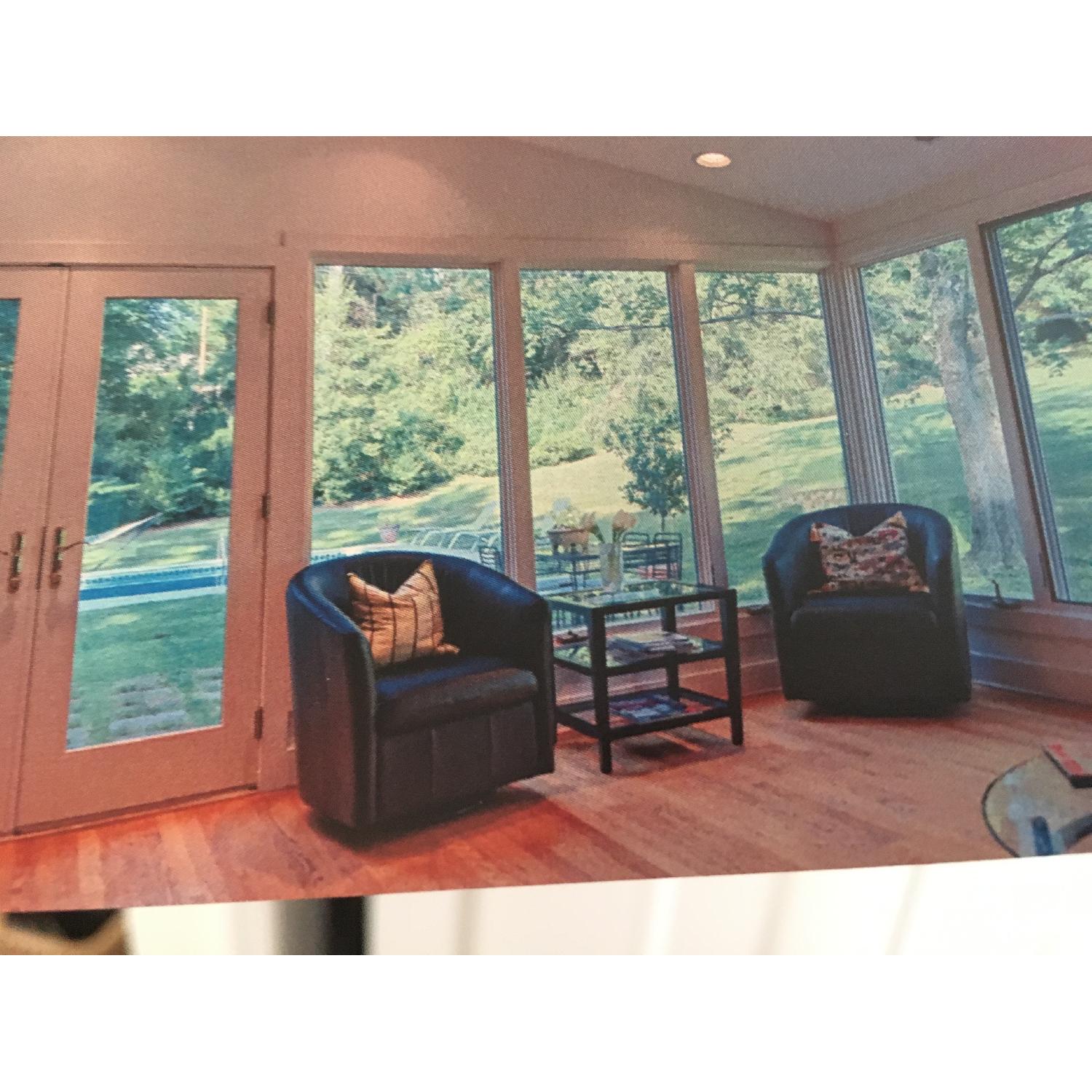 Natuzzi Antonio Leather Swivel Barrel Chairs - image-1