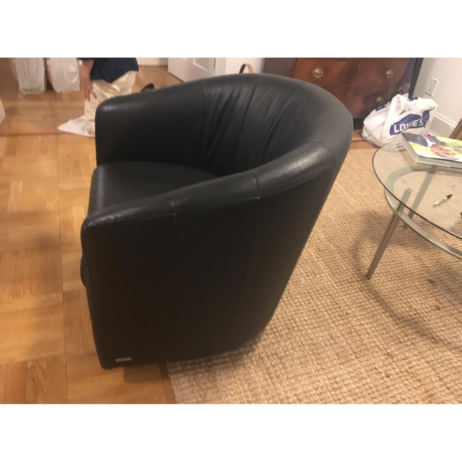 Natuzzi Antonio Leather Swivel Barrel Chairs - image-2