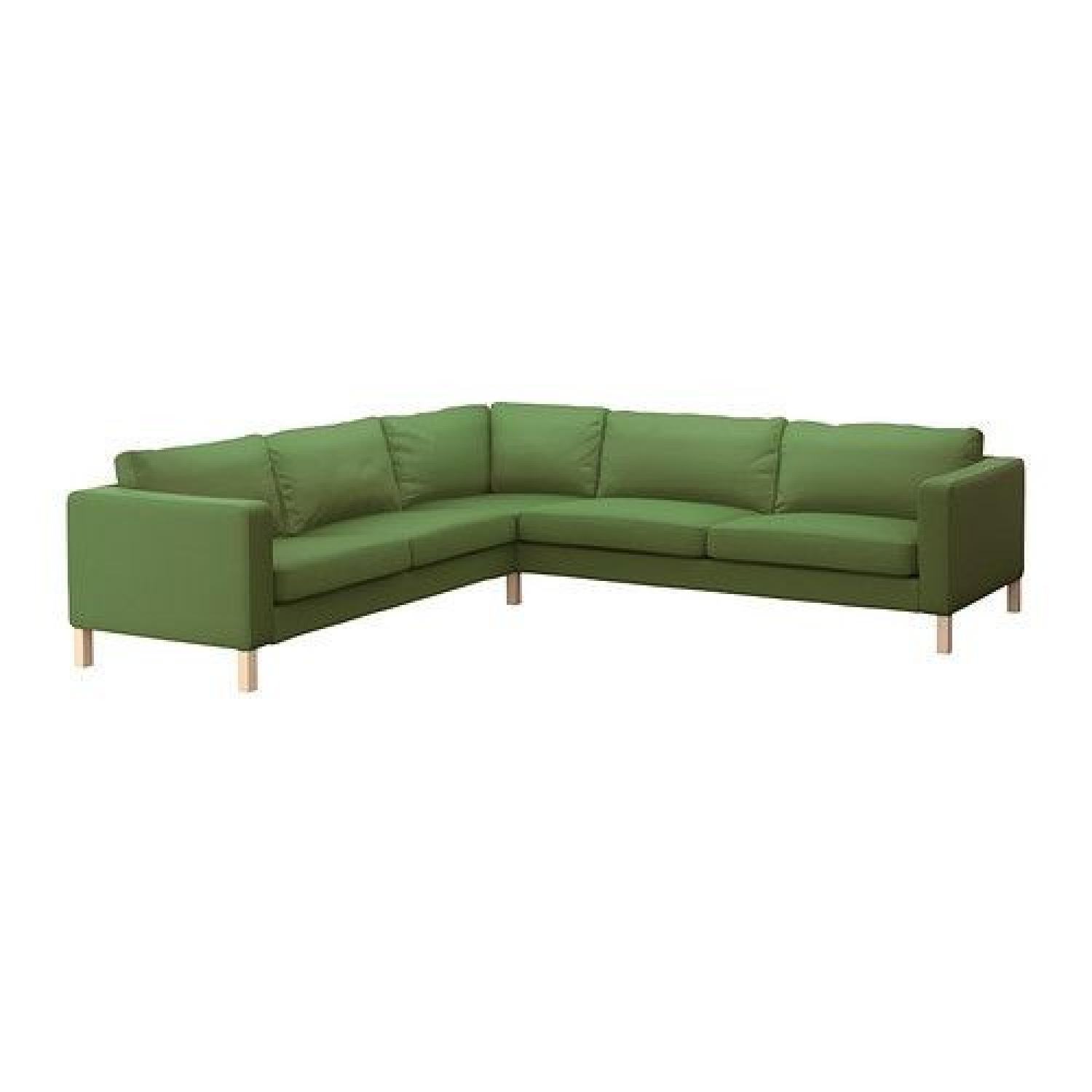 Ikea Karlstad Corner Sectional Sofa in Sivik Green AptDeco