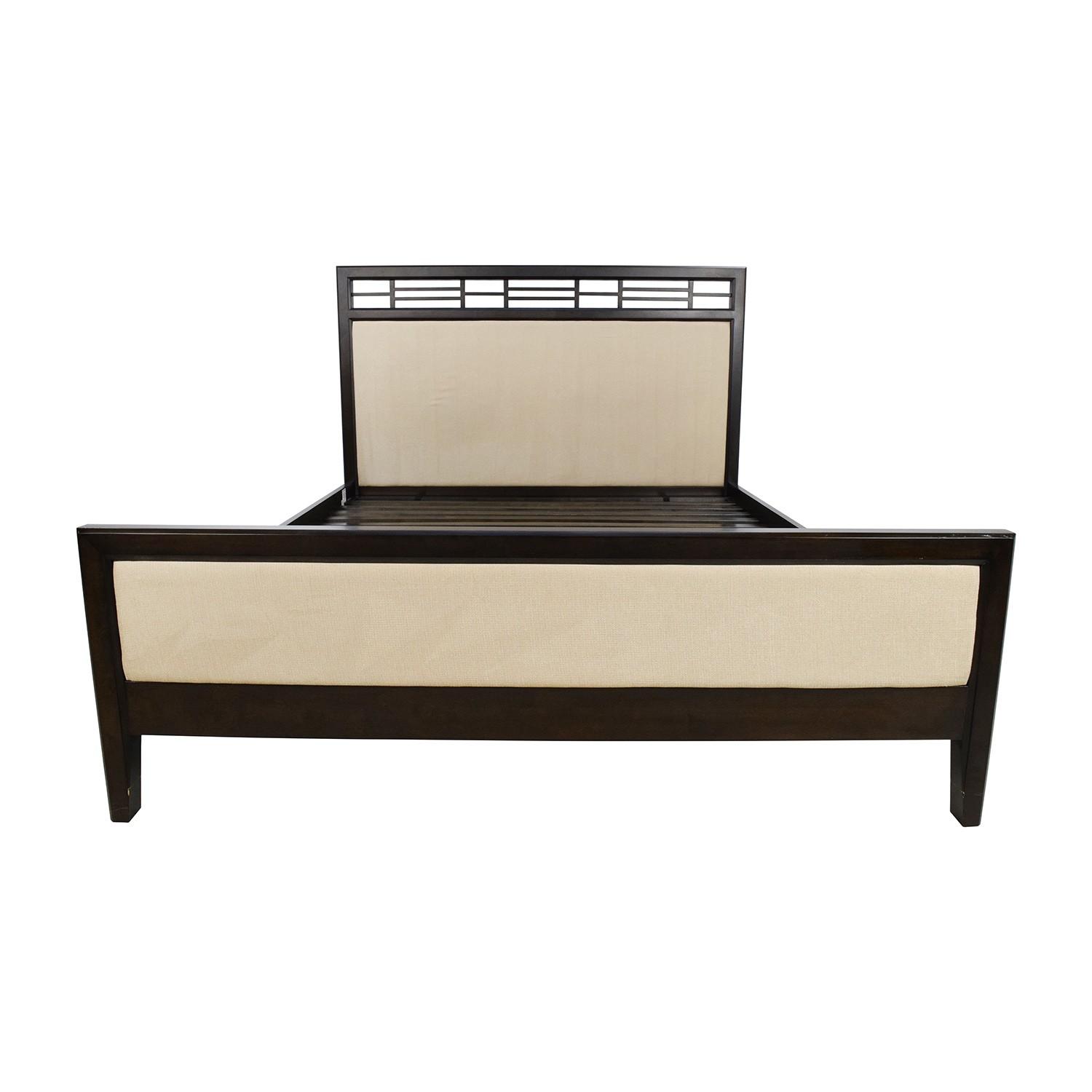 Crate & Barrel Wood & Fabric Platform Bed Frame - image-0