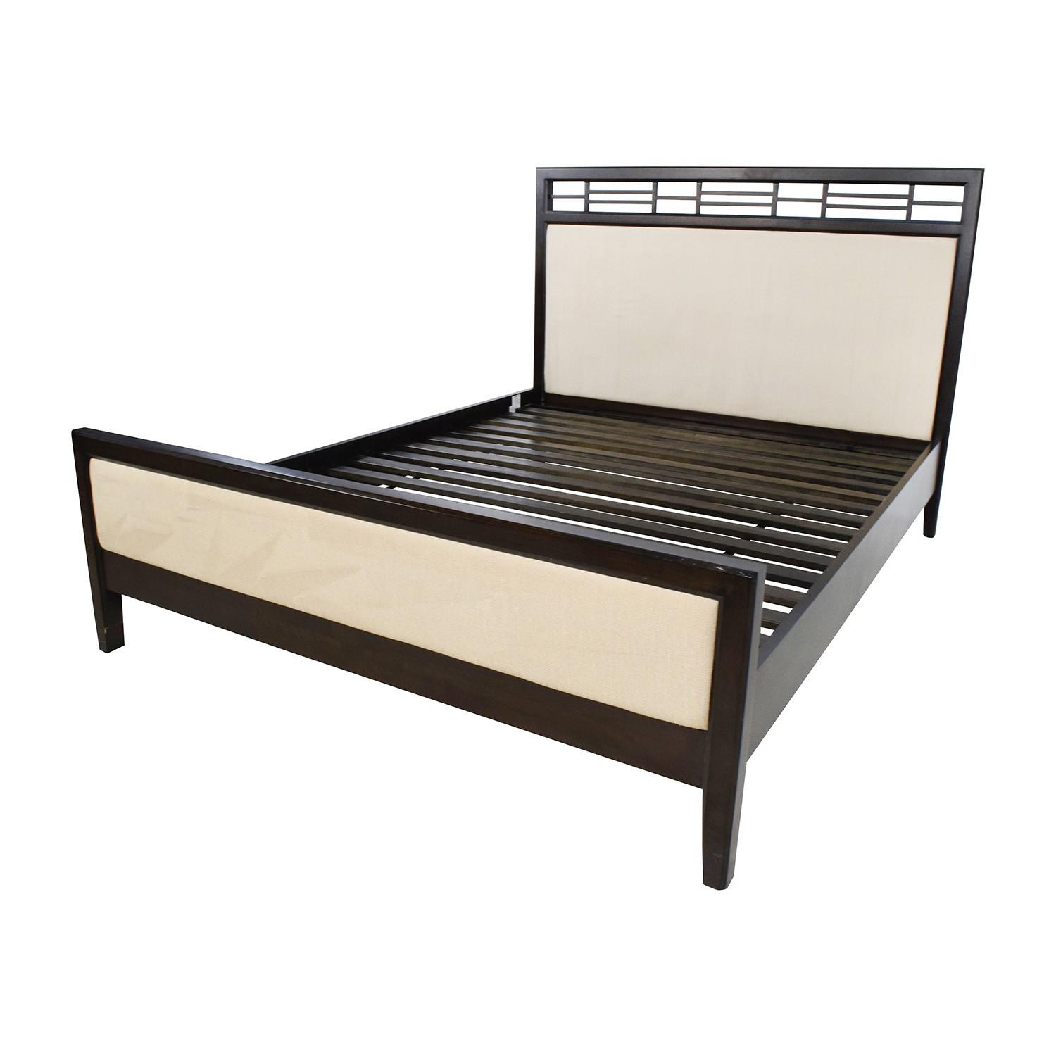 Crate & Barrel Wood & Fabric Platform Bed Frame - image-4