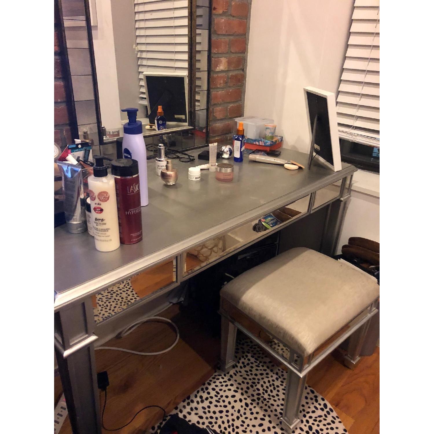 Pier 1 Hayworth Collection Mirrored Silver Desk - image-1