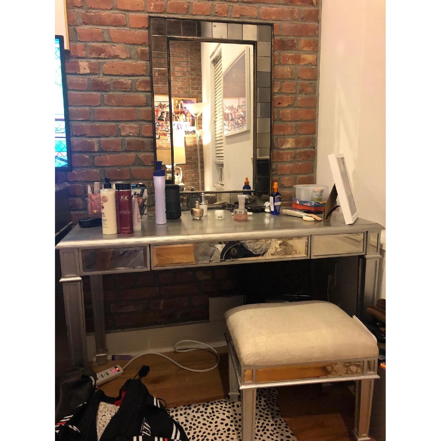 Pier 1 Hayworth Collection Mirrored Silver Desk - image-2