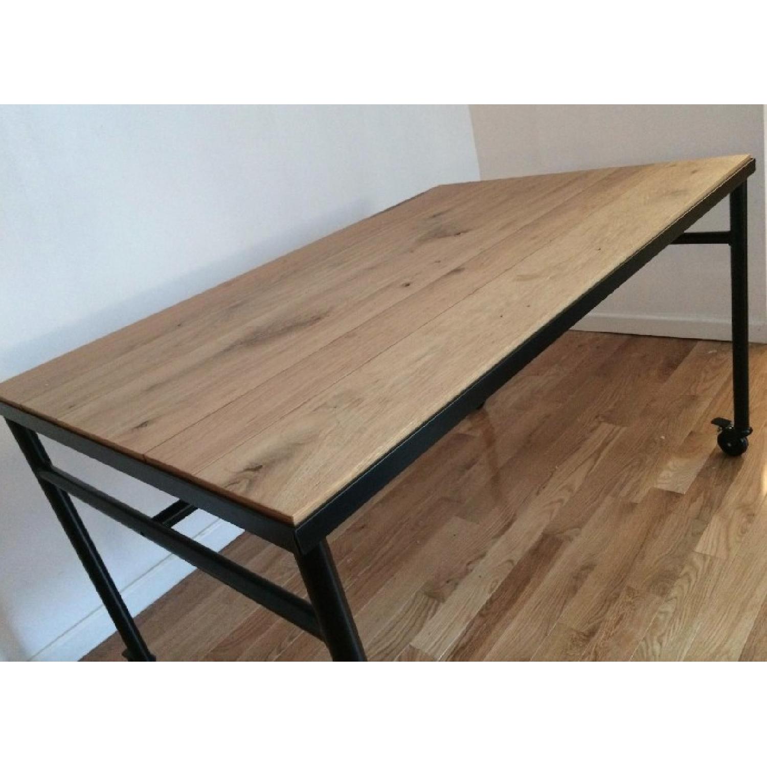 Ikea Solid Wood & Iron Dining Table w/ 6 Chairs AptDeco