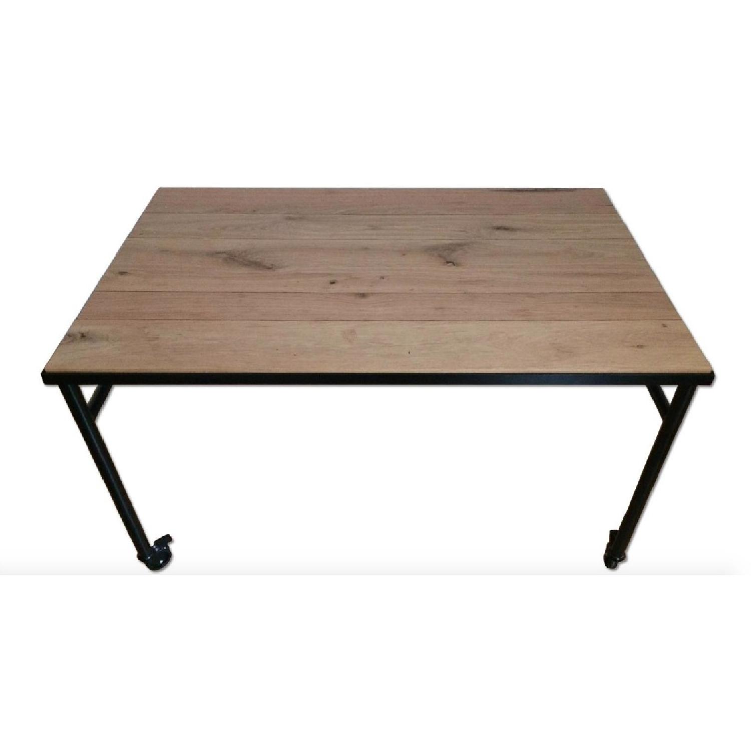 Ikea Solid Wood & Iron Dining Table - AptDeco