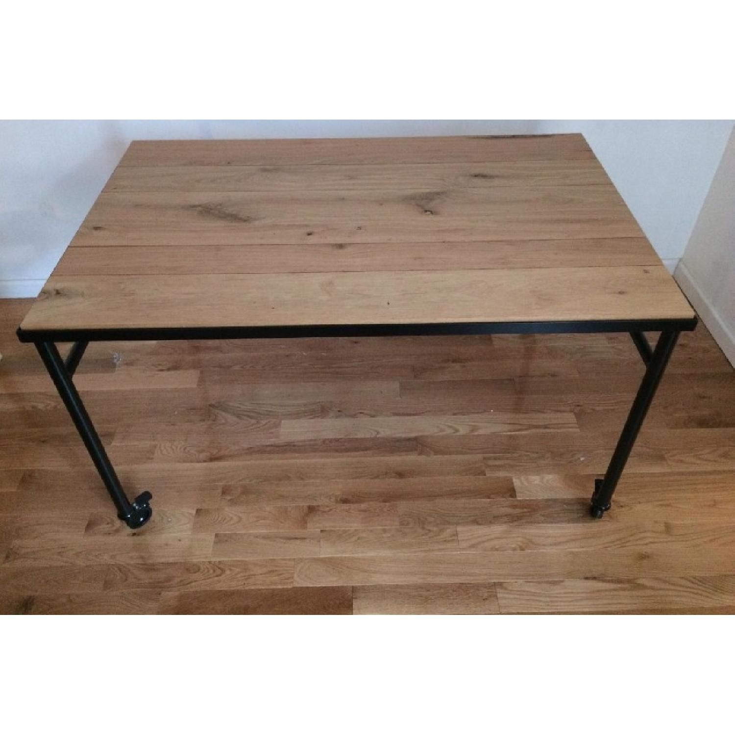 Ikea Solid Wood & Iron Dining Table - AptDeco