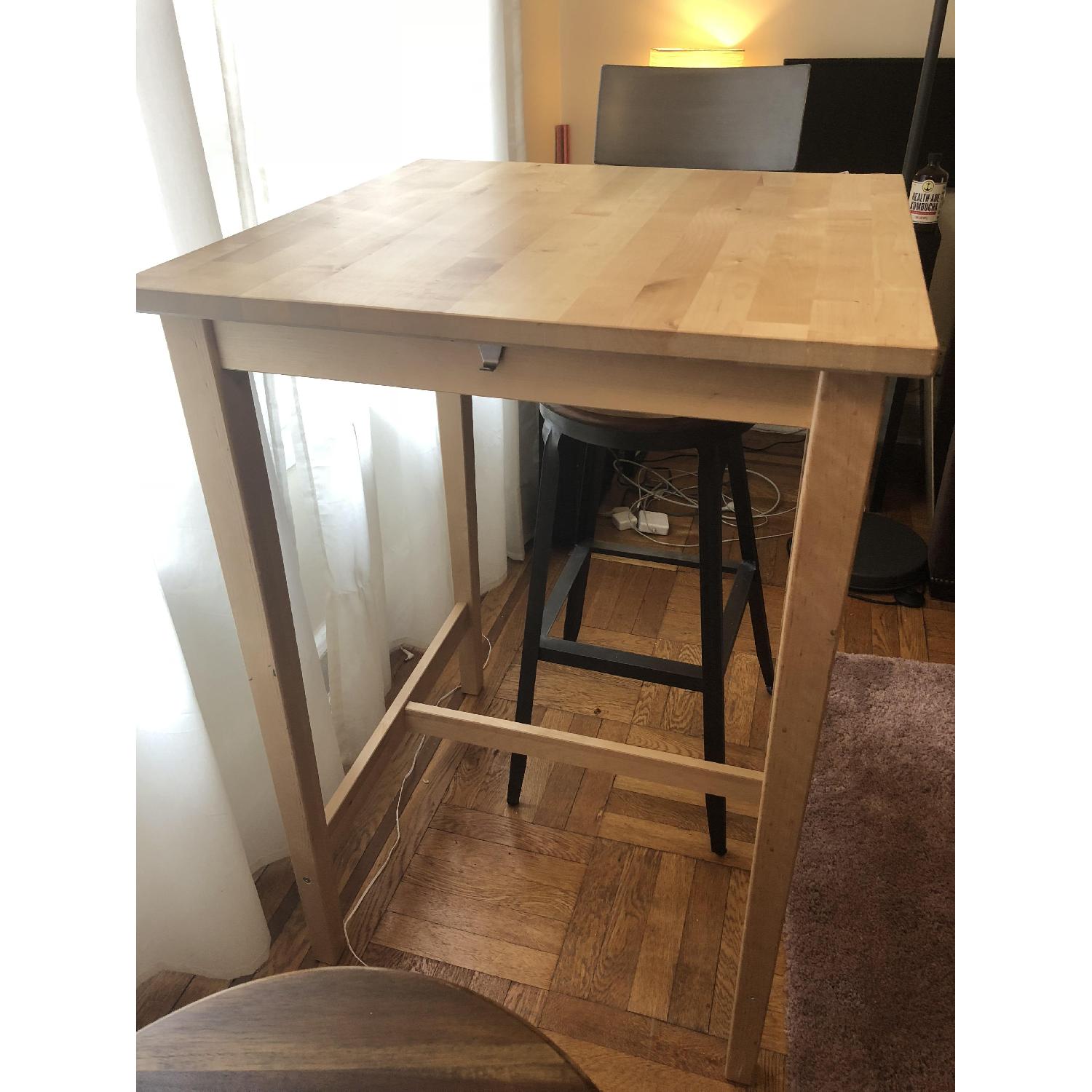 Ikea Birch Table w/ 2 World Market Bar Stools - image-2