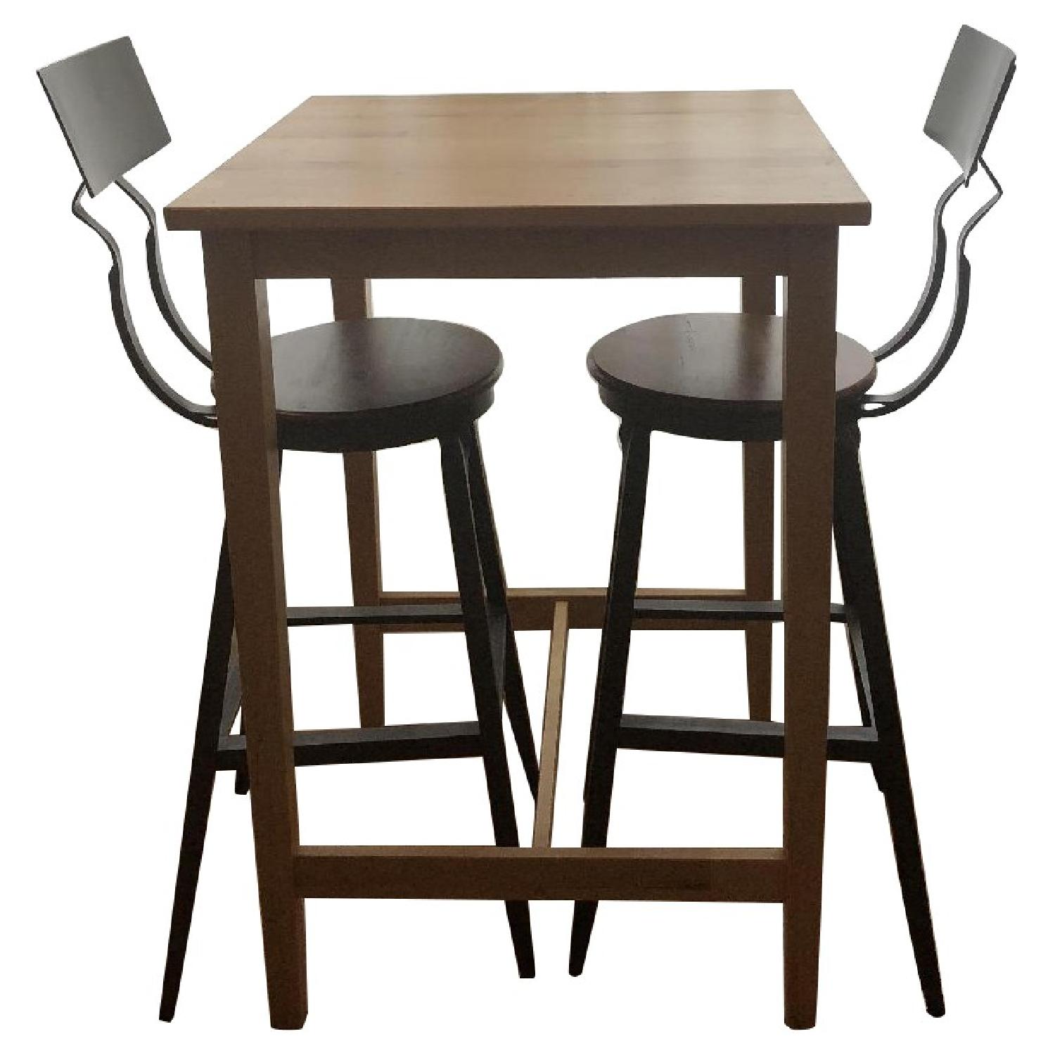 Ikea Birch Table w/ 2 World Market Bar Stools AptDeco