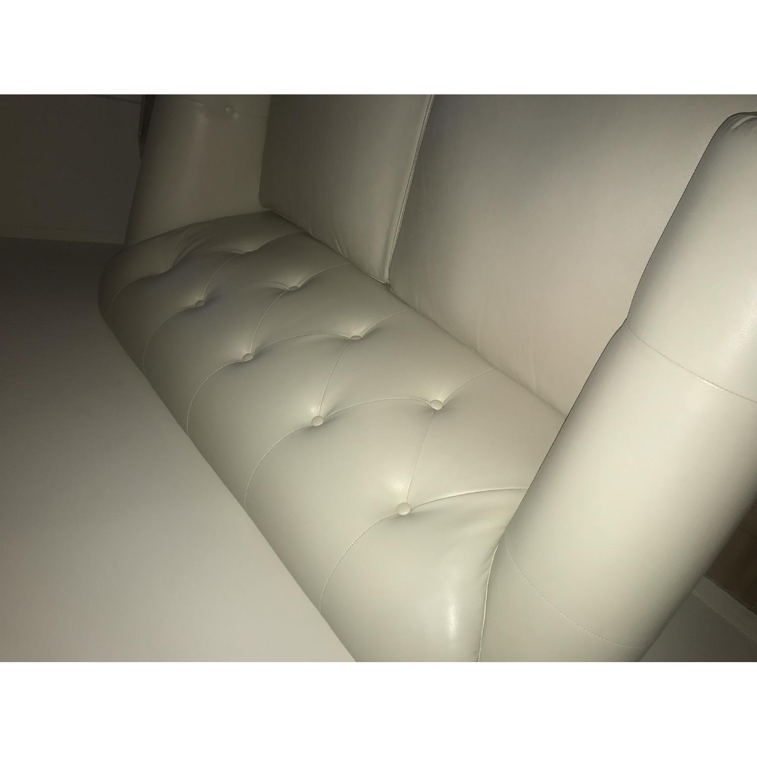 White Faux Leather Loveseat - image-2