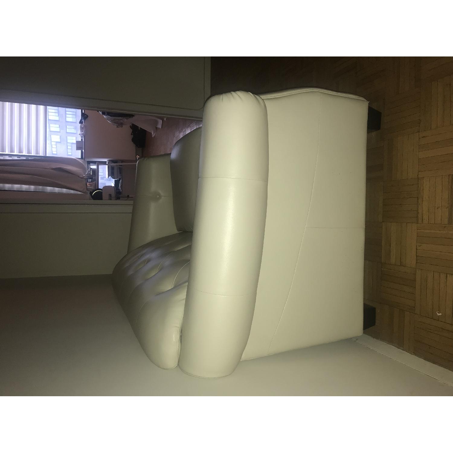 White Faux Leather Loveseat - image-3
