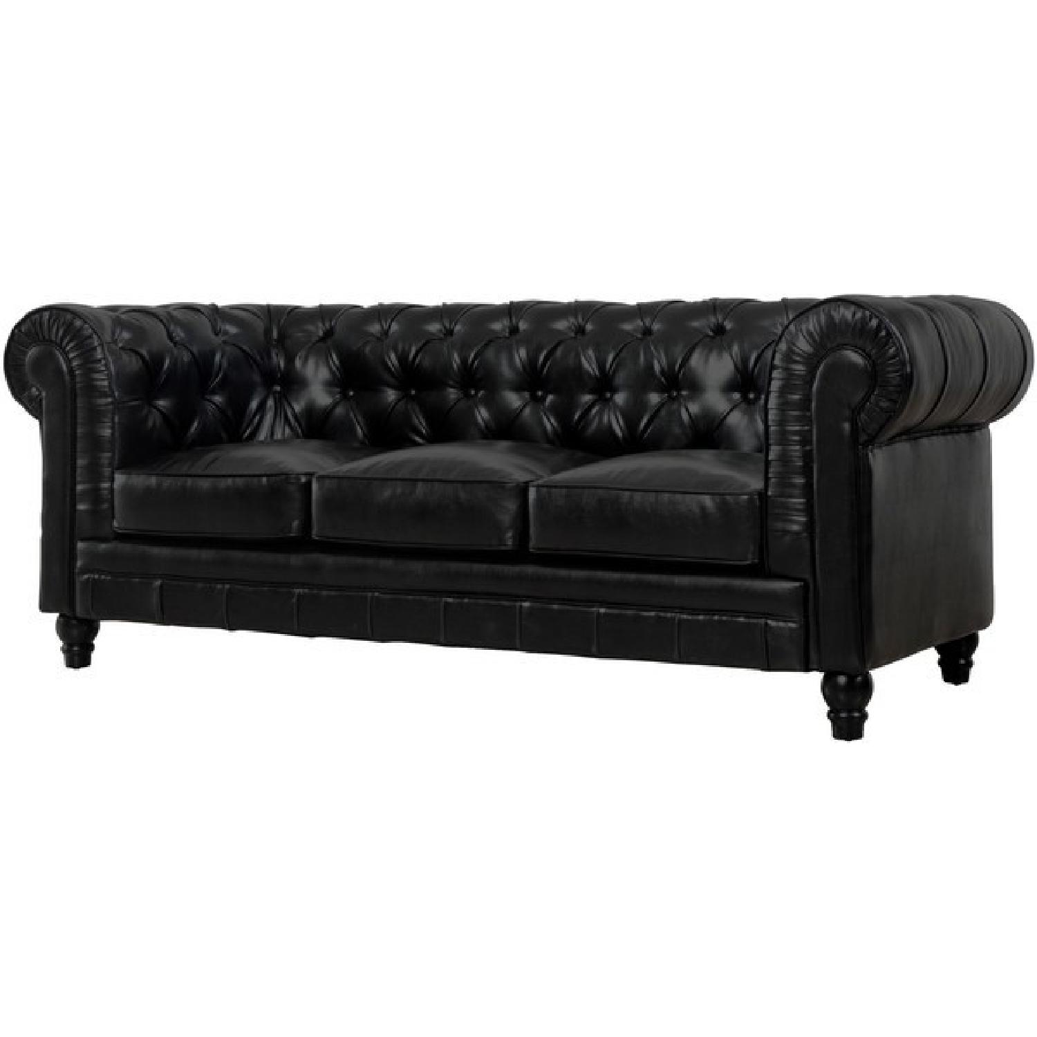 TOV Furniture Zahara Black Leather Sofa + Chair - image-1