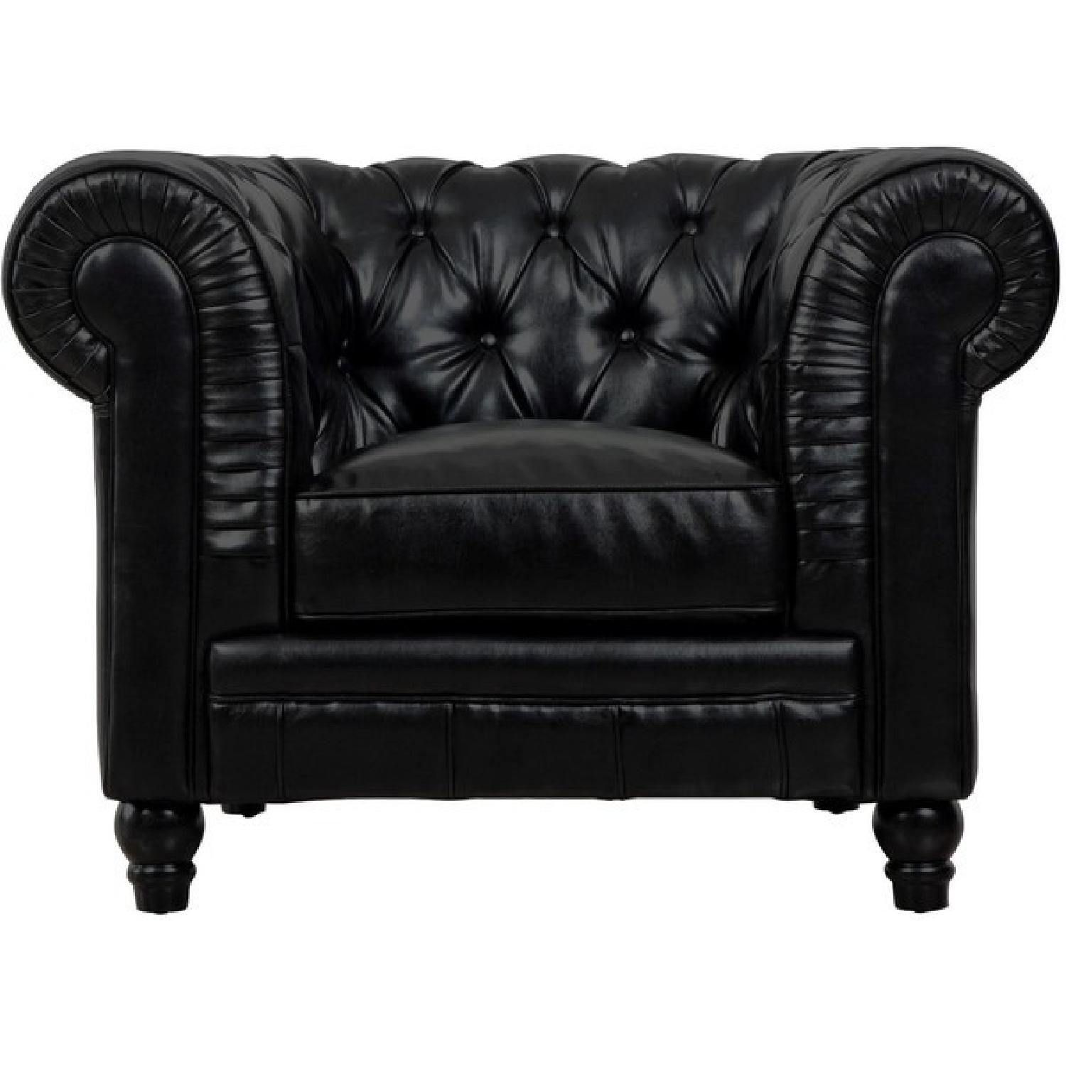 TOV Furniture Zahara Black Leather Sofa + Chair - image-2