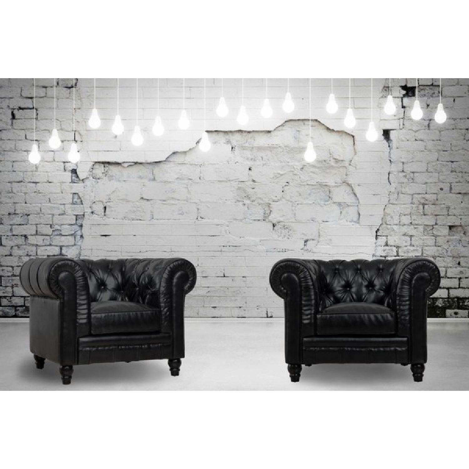 TOV Furniture Zahara Black Leather Sofa + Chair - image-4