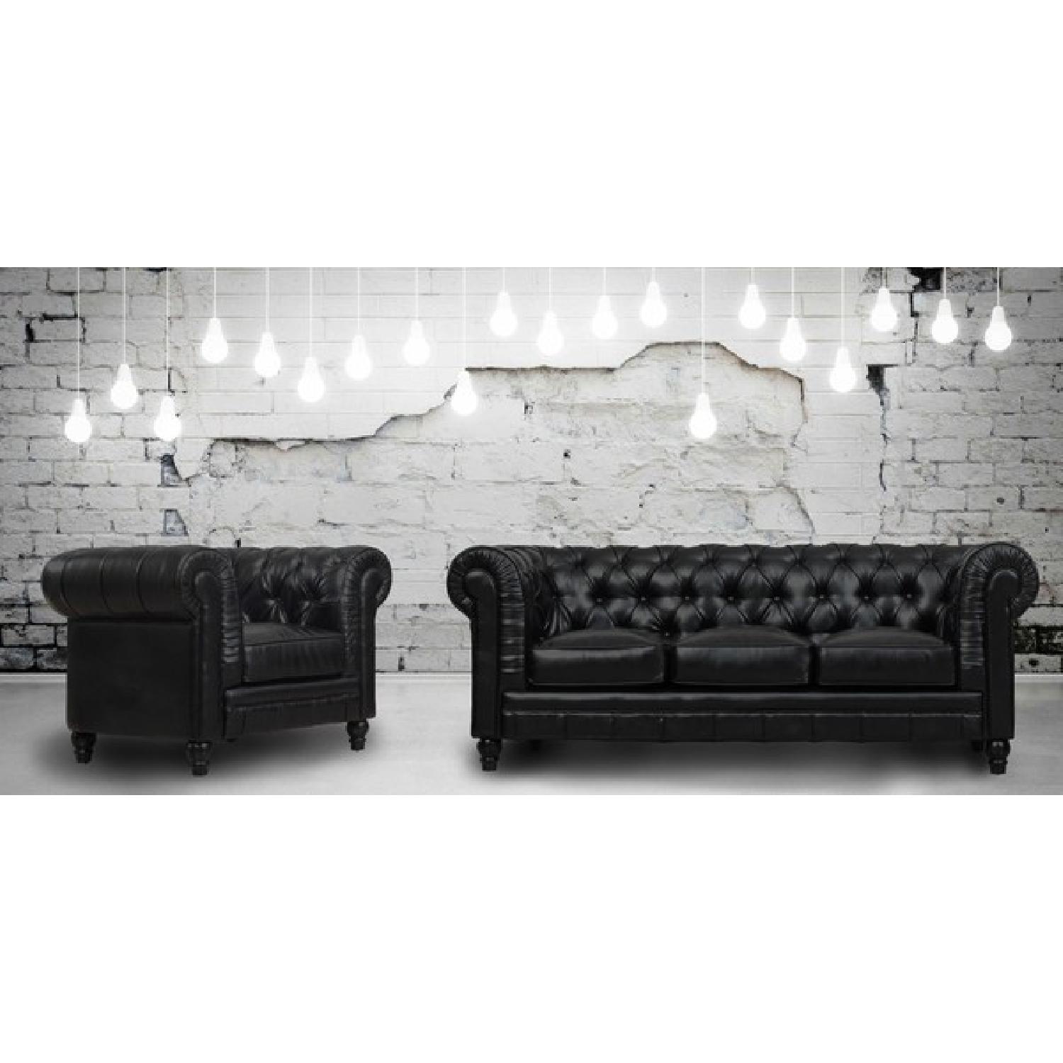TOV Furniture Zahara Black Leather Sofa + Chair - image-5