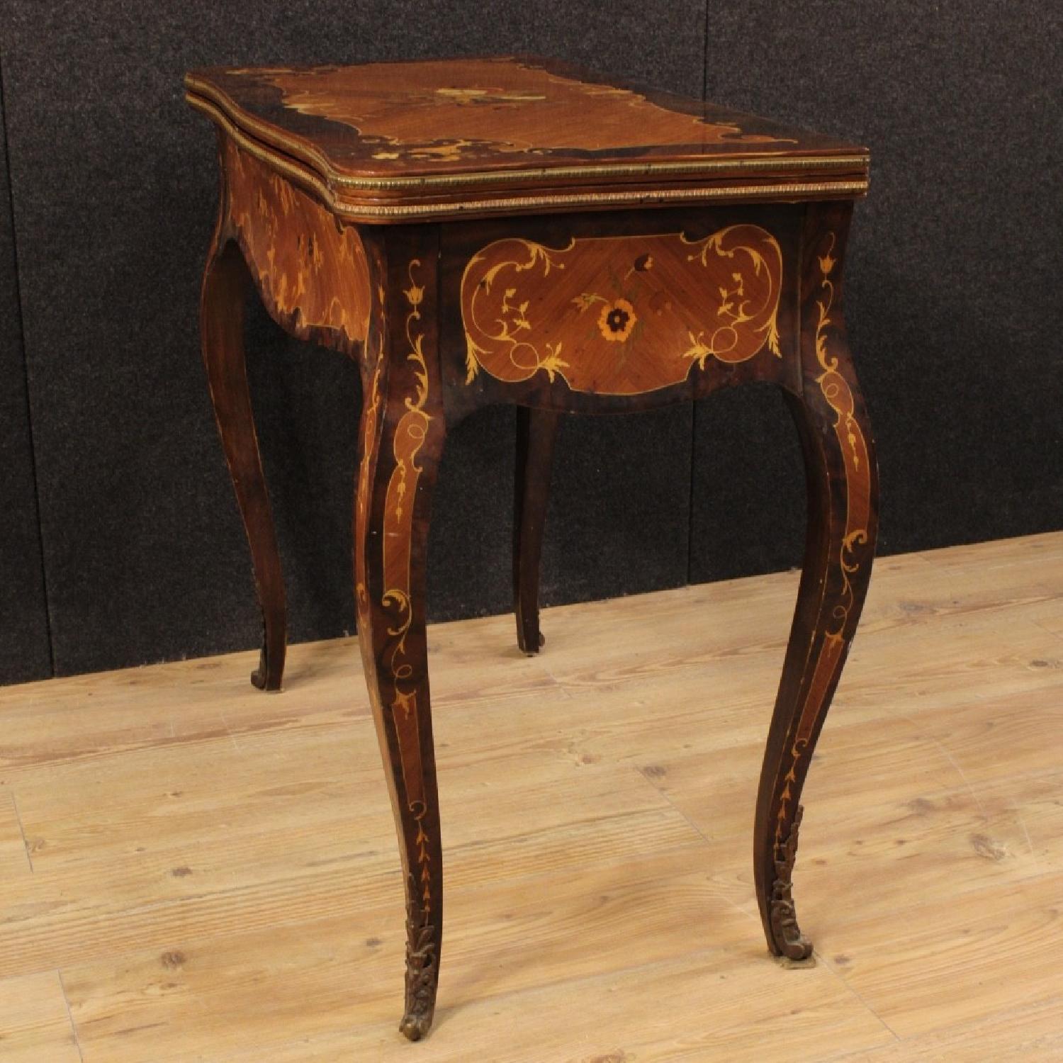 20th Century Italian Inlaid Game Table w/ Bronze Details - image-1