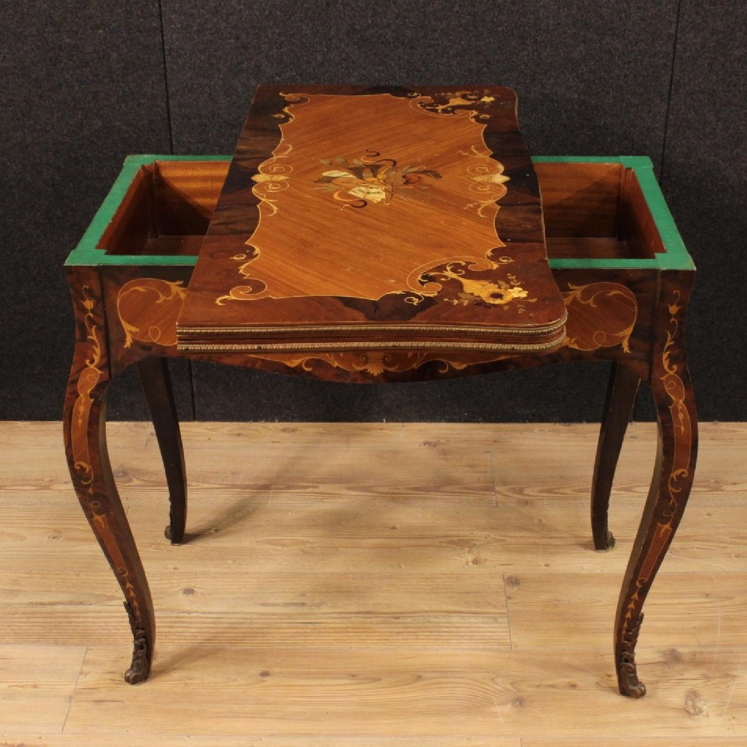 20th Century Italian Inlaid Game Table w/ Bronze Details - image-3